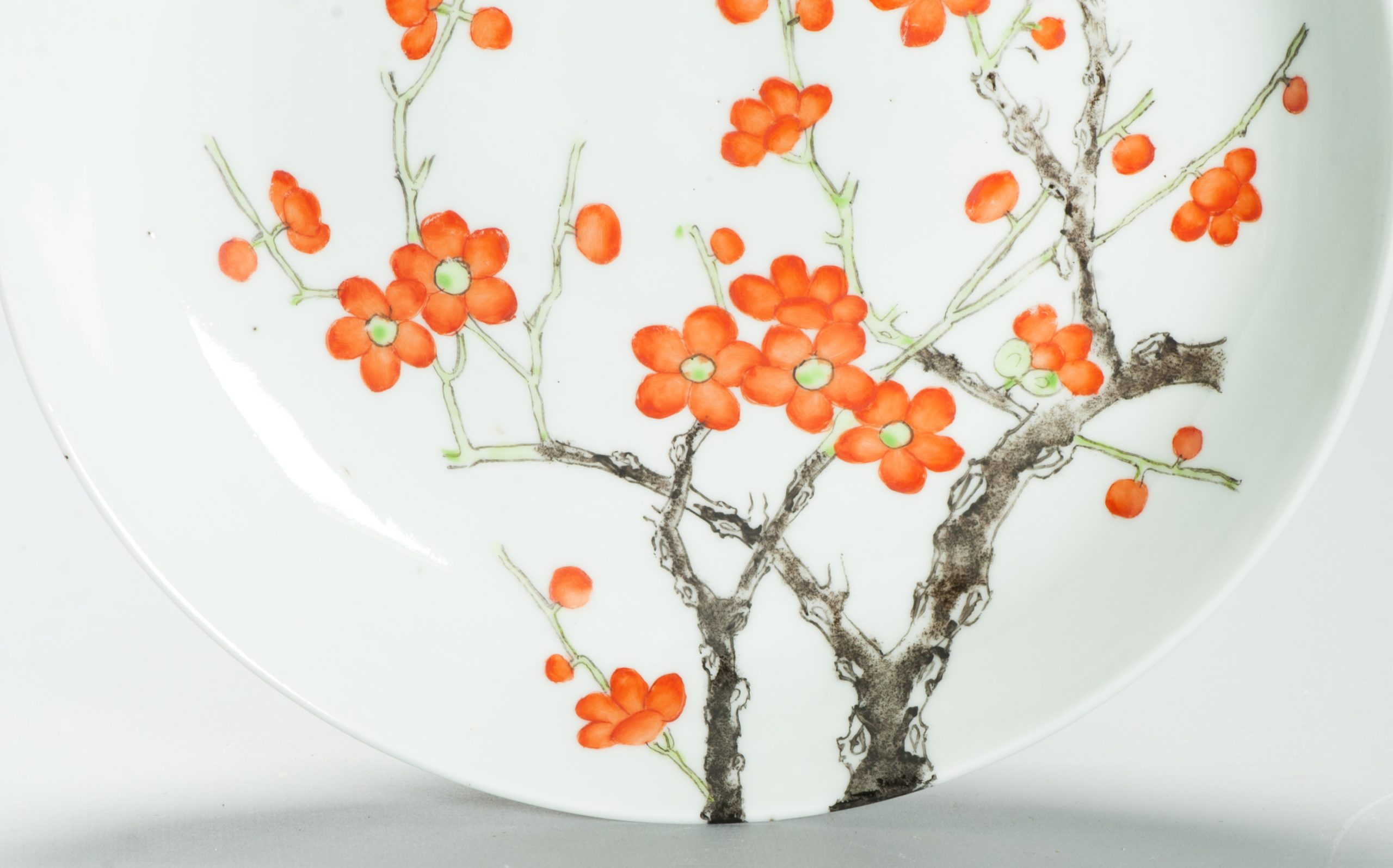 Perfect 24CM Antique Chinese Porcelain 19/20th Century Prunus Dish Qianlong Mark - Image 4