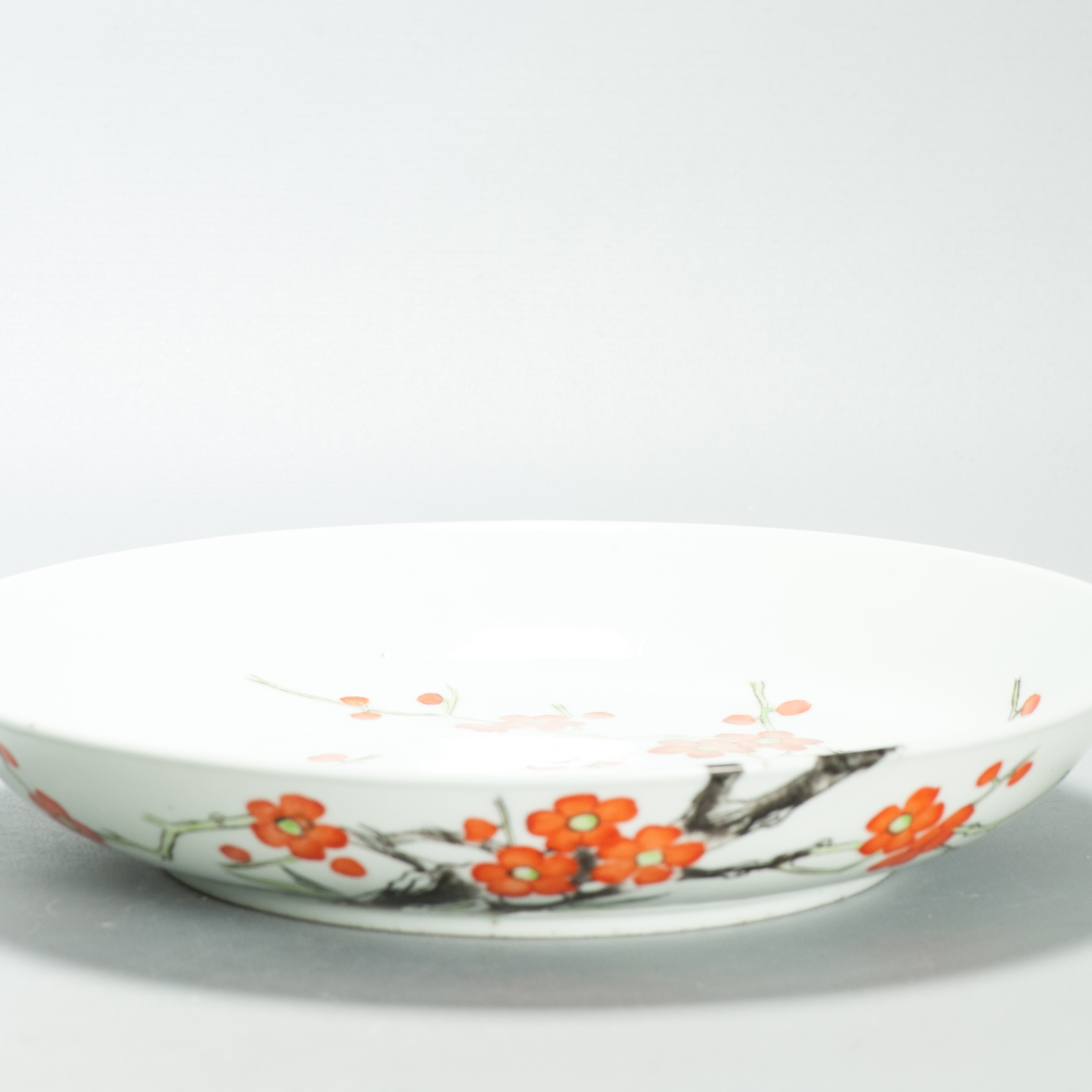 Perfect 24CM Antique Chinese Porcelain 19/20th Century Prunus Dish Qianlong Mark - Image 6
