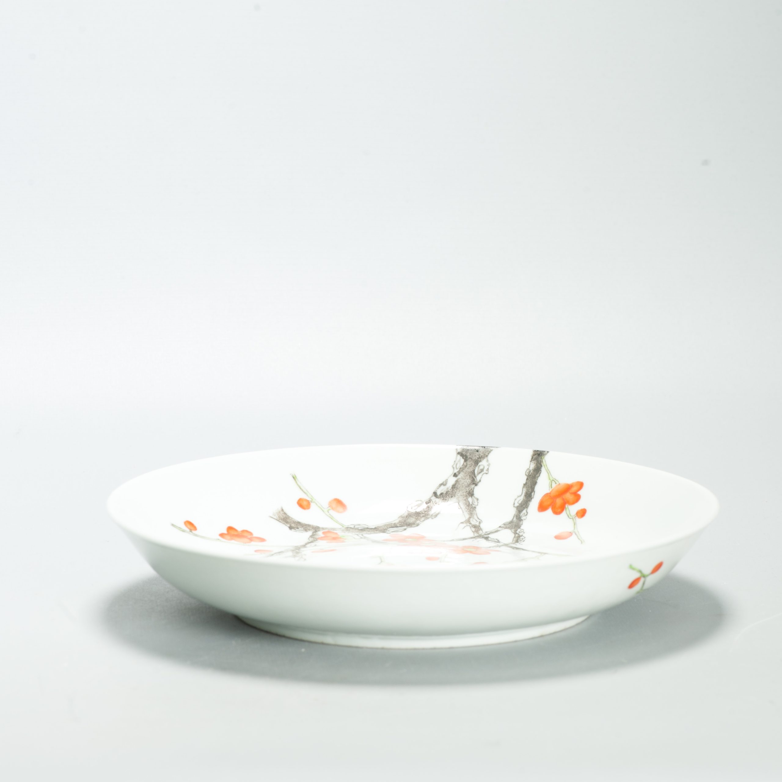 Perfect 24CM Antique Chinese Porcelain 19/20th Century Prunus Dish Qianlong Mark - Image 13