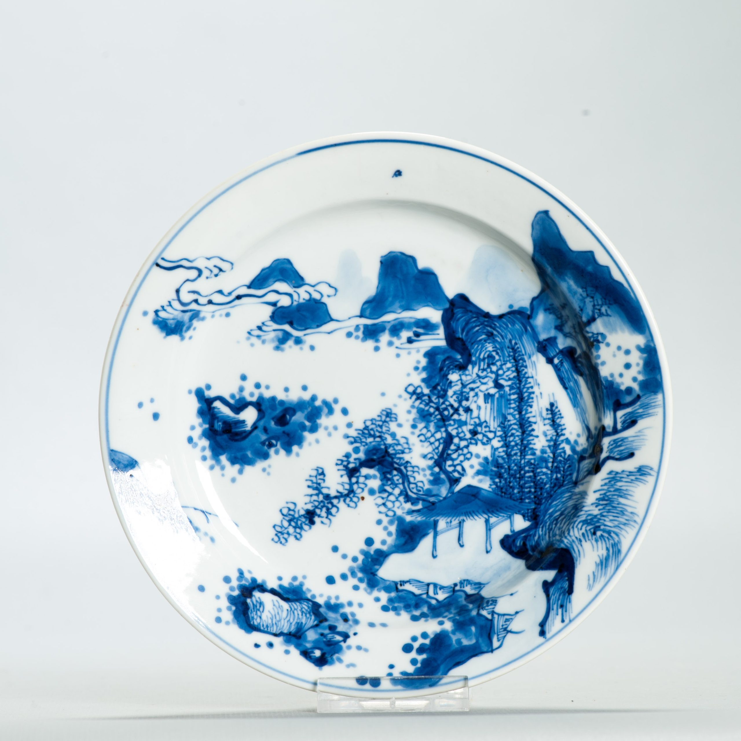 Antique Kangxi period Chinese Porcelain Master of the Rocks Dish Marked