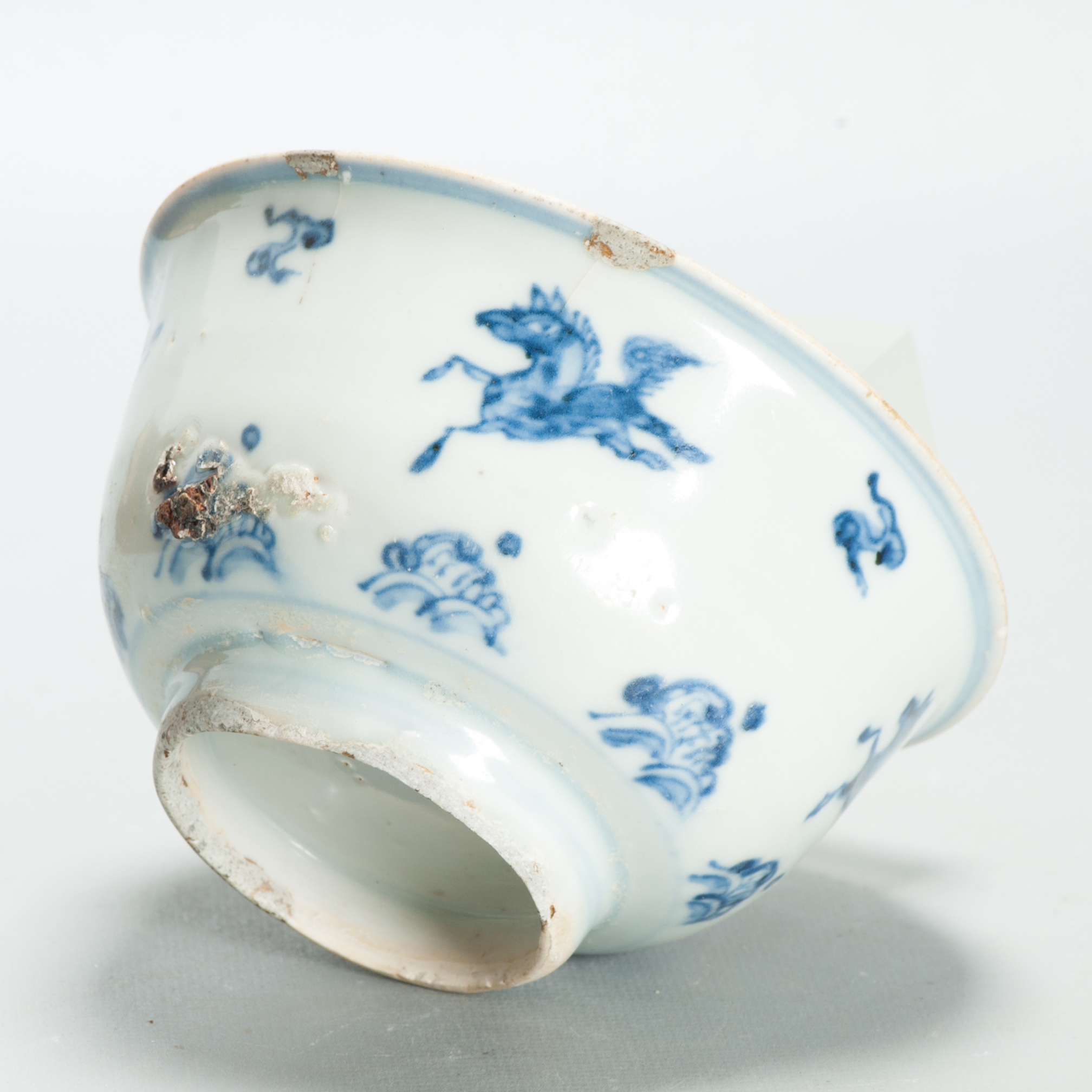 Chinese Ming Blue White Bowl 15th 16th Century Zhengde Hongzhi Horses Antique - Image 9
