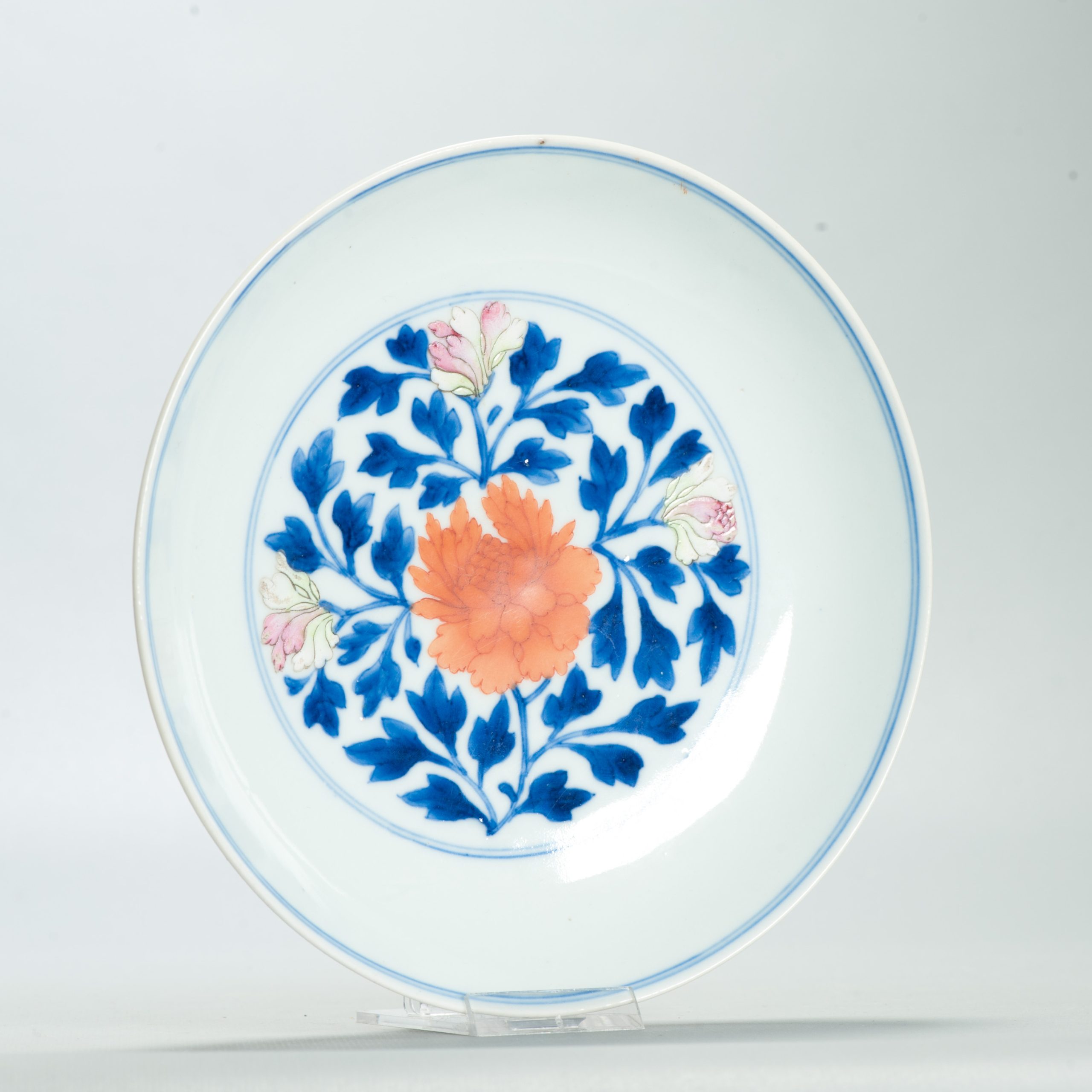 Antique Chinese Mark and Period Famille Rose Porcelain Dish Qianlong Mark