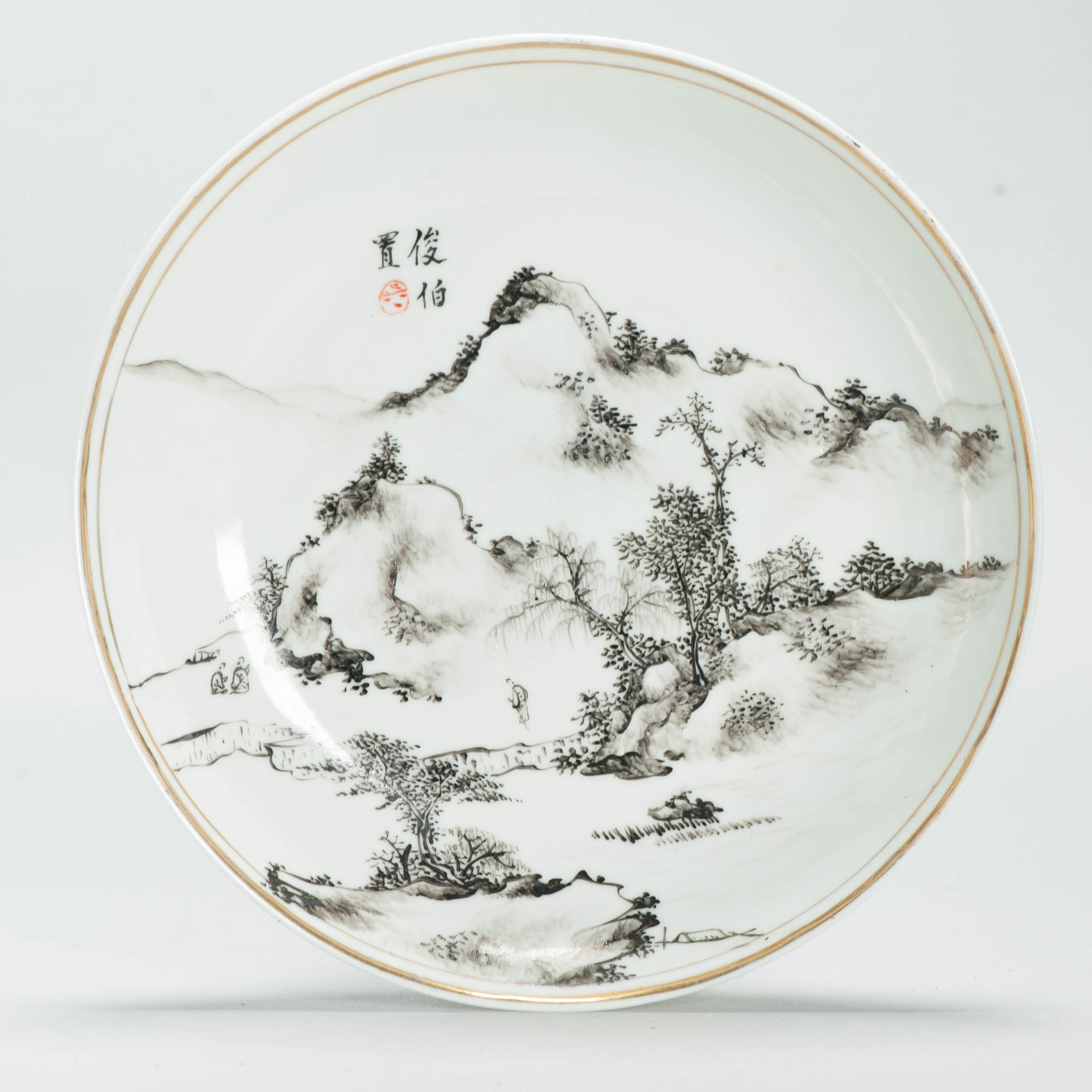 Antique Ca 1930 Republic period Chinese Porcelain plate Qianjiang Cheng Ji Ru