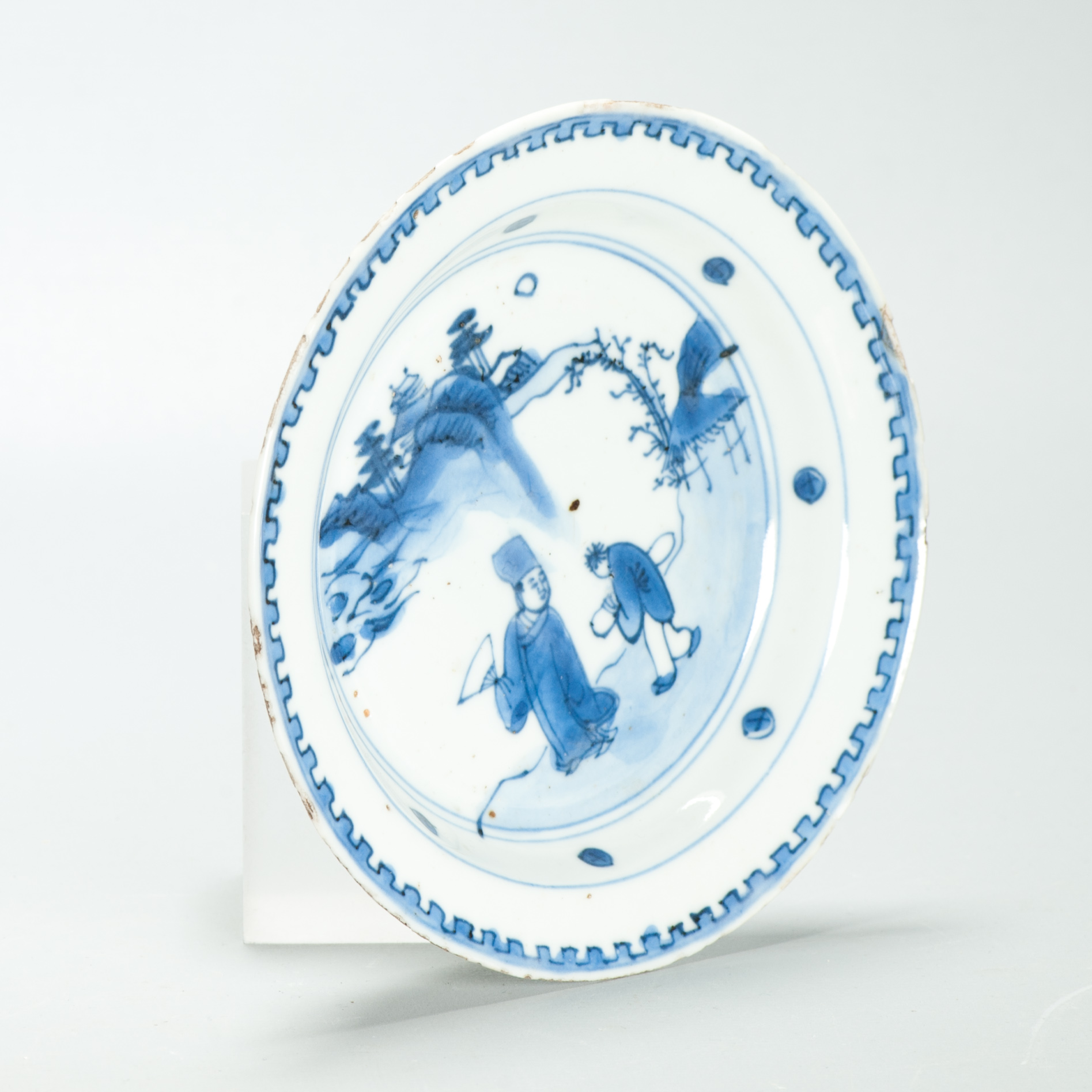 Antique 17C Chinese Porcelain Tianqi period Plate Scholar and Servant - Image 5