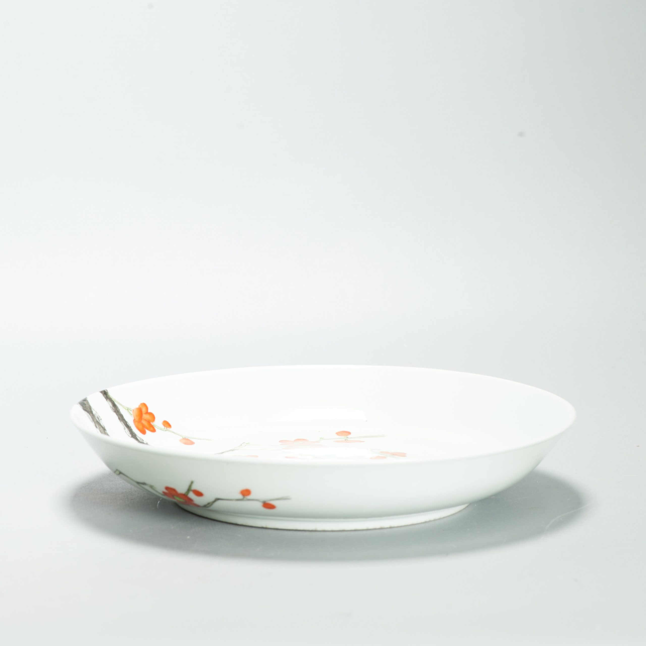 Perfect 24CM Antique Chinese Porcelain 19/20th Century Prunus Dish Qianlong Mark - Image 14