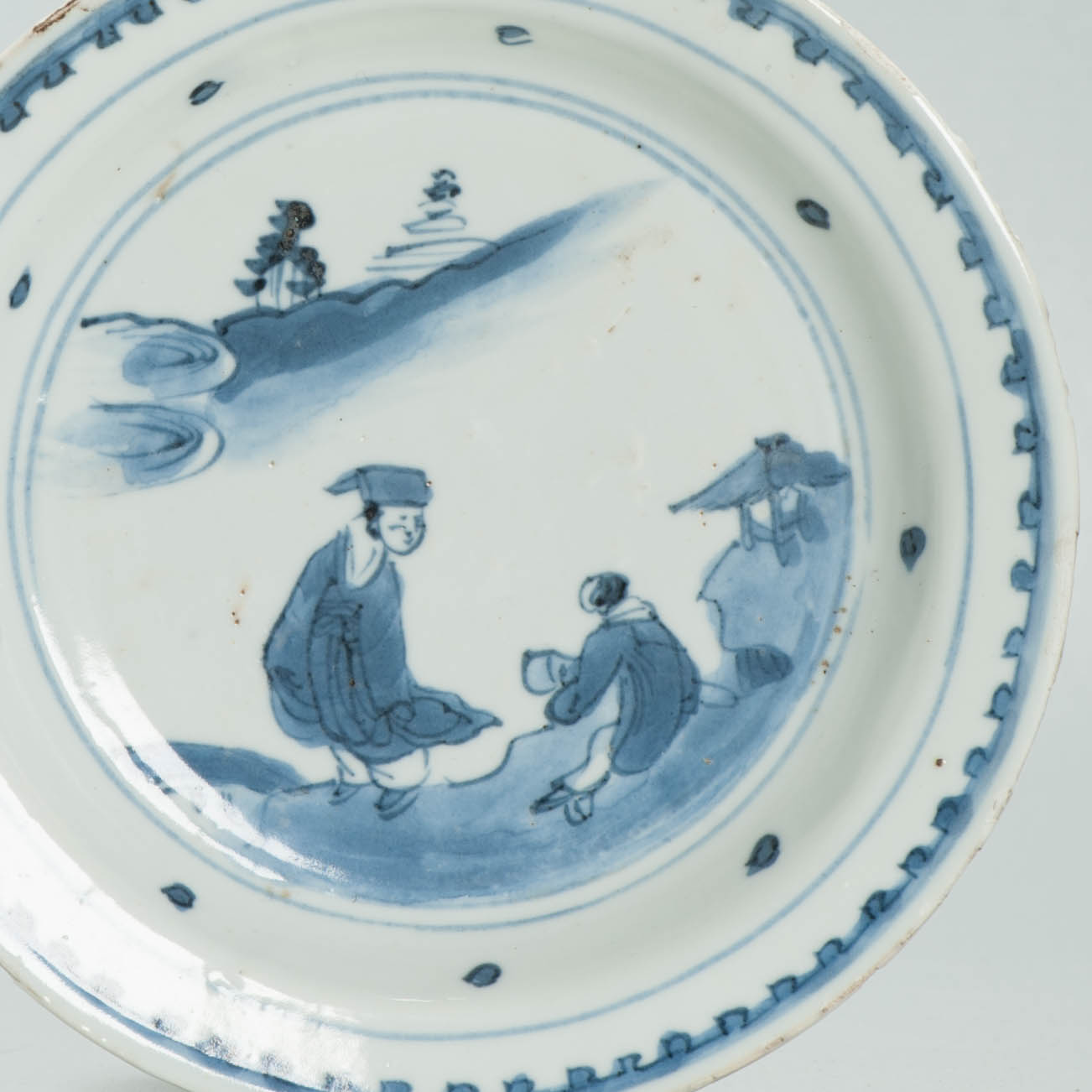 Antique 17C Chinese Porcelain Tianqi period Plate Scholar and Servant - Image 5