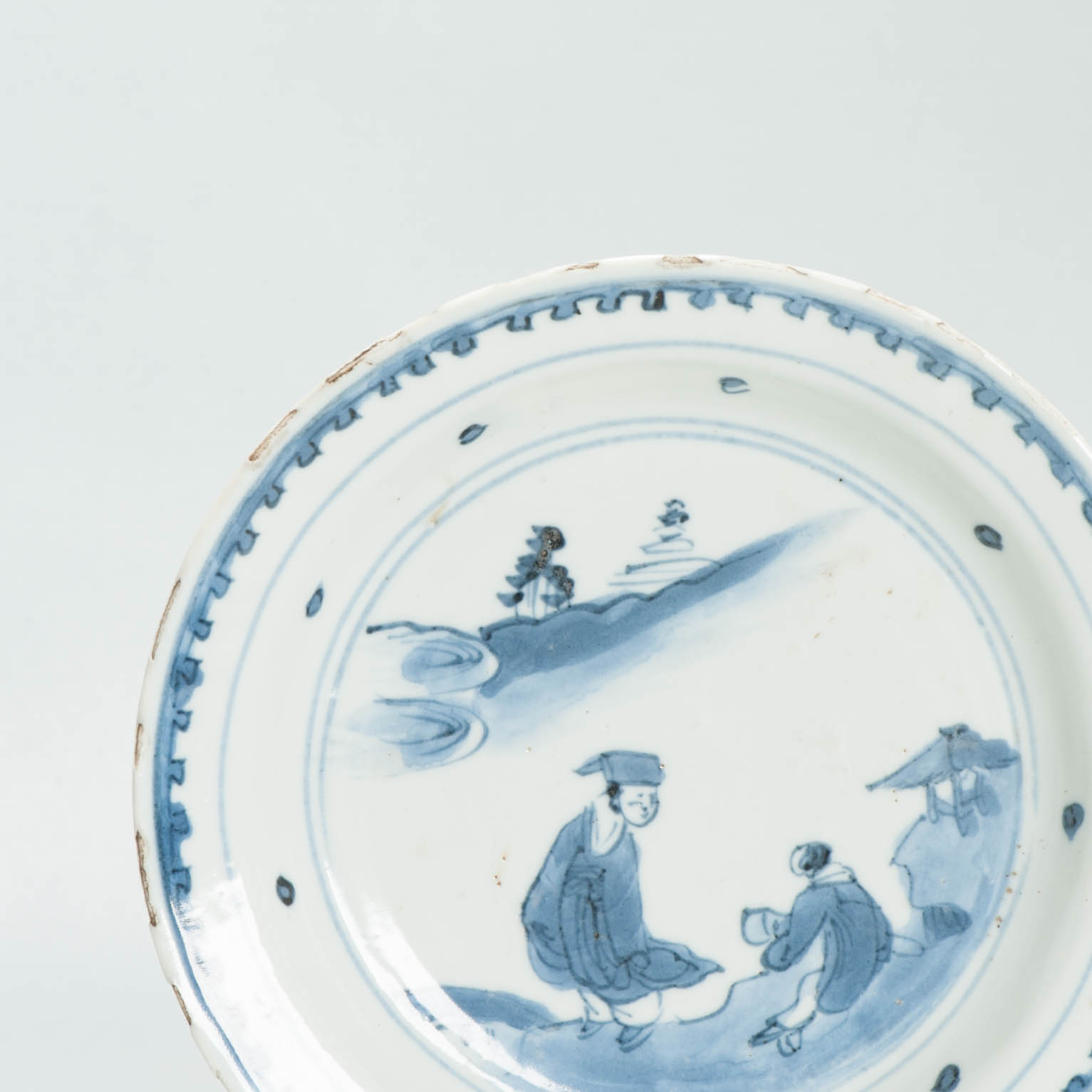 Antique 17C Chinese Porcelain Tianqi period Plate Scholar and Servant - Image 4