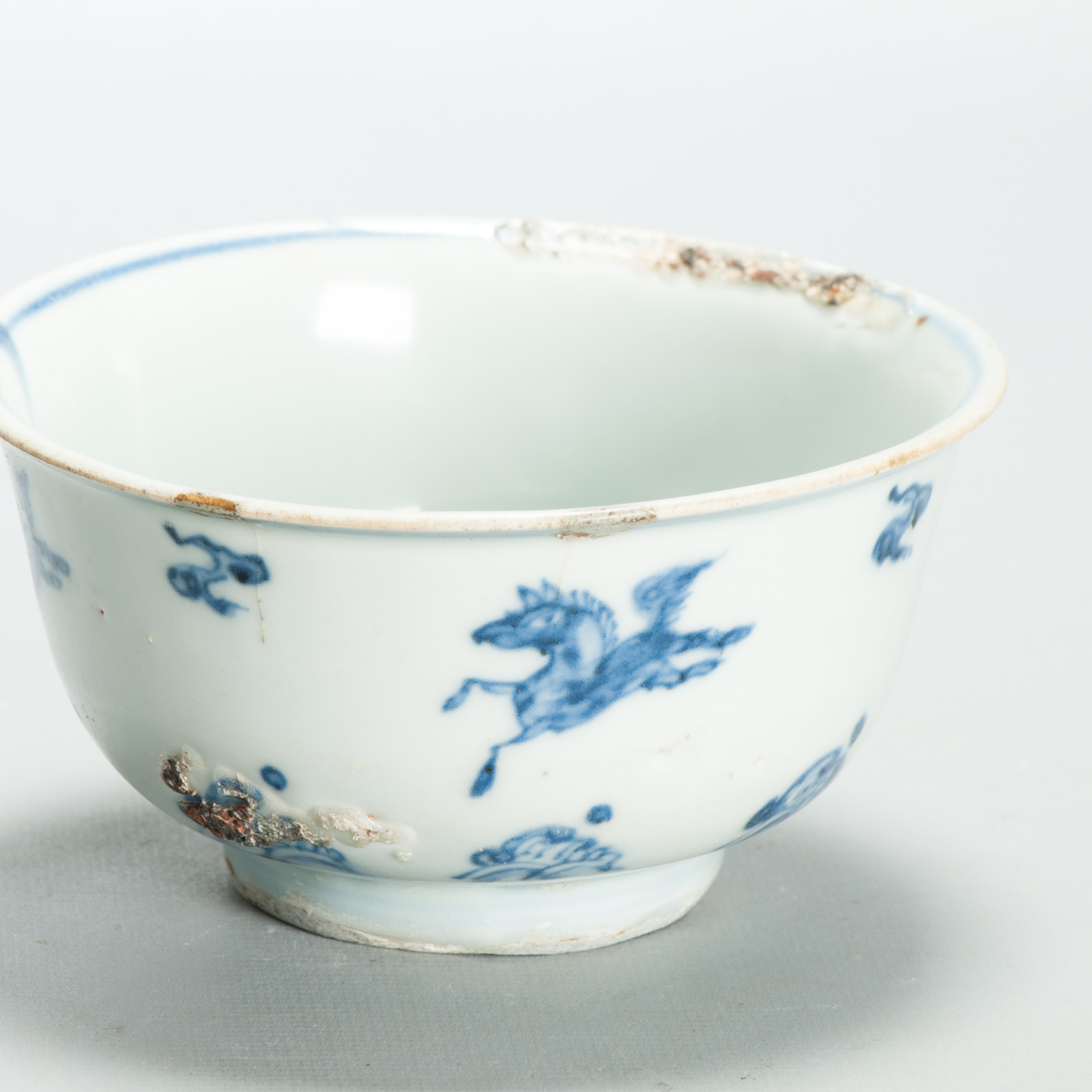 Chinese Ming Blue White Bowl 15th 16th Century Zhengde Hongzhi Horses Antique - Image 18