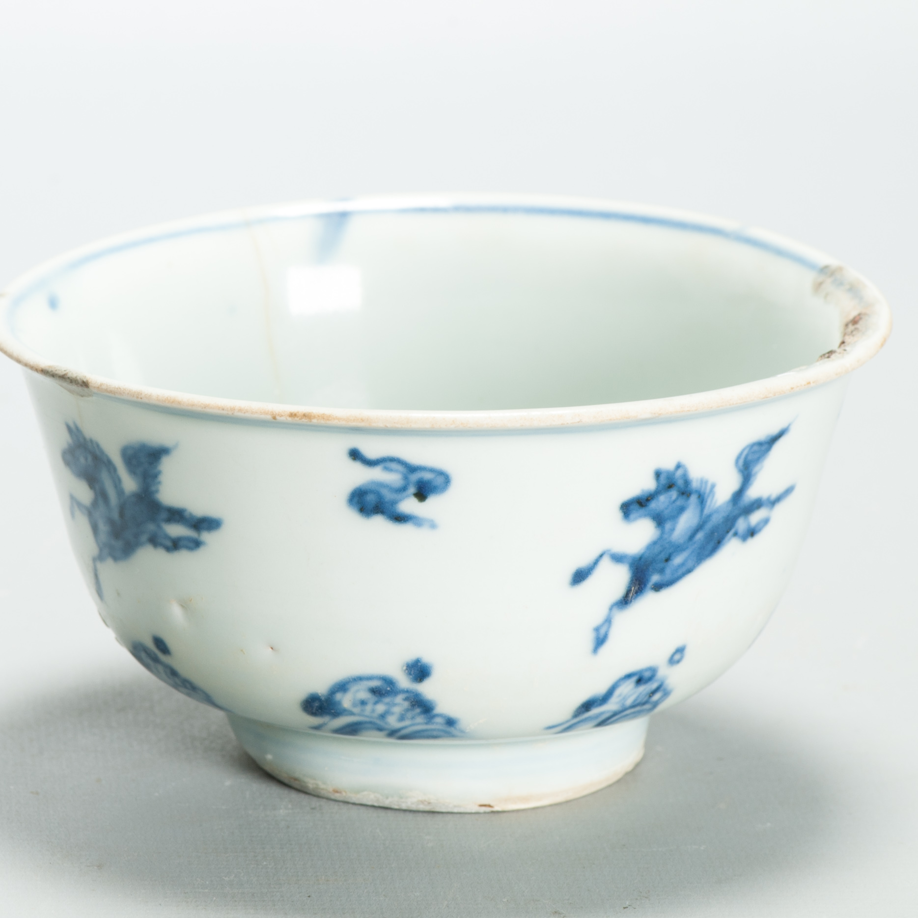 Chinese Ming Blue White Bowl 15th 16th Century Zhengde Hongzhi Horses Antique - Image 19