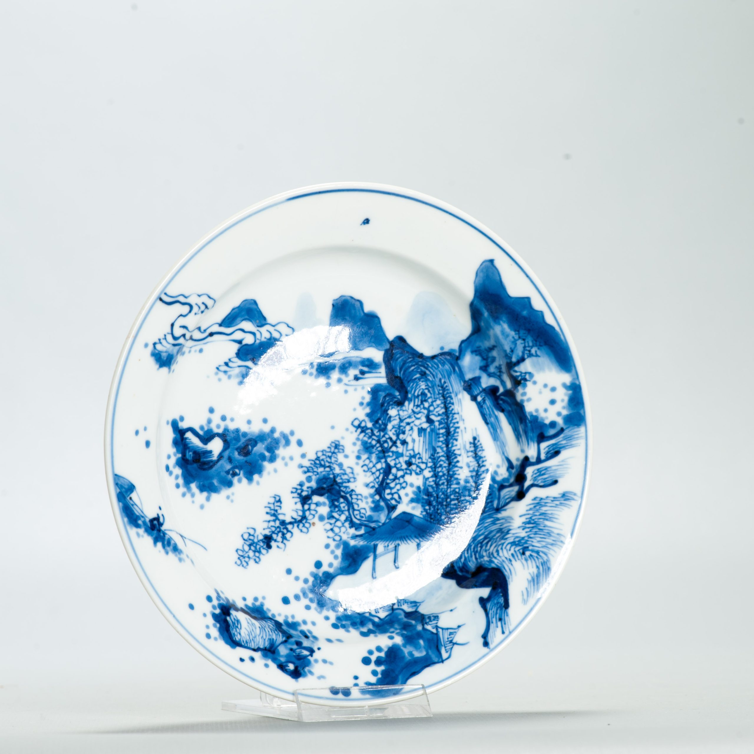 Antique Kangxi period Chinese Porcelain Master of the Rocks Dish Marked