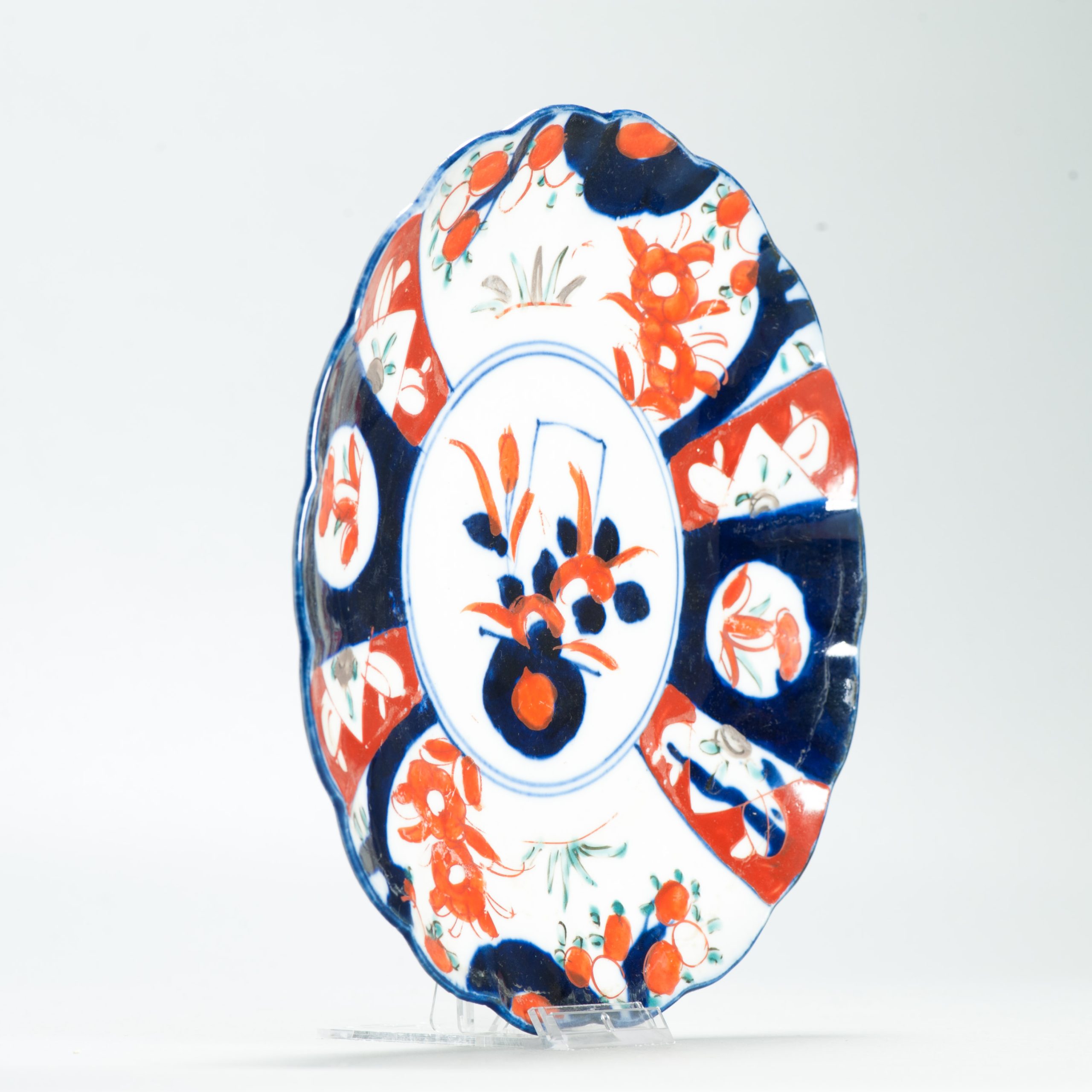 Antique Meiji Period Japanese Porcelain 19th c Imari Plate flowers Enamel - Image 4