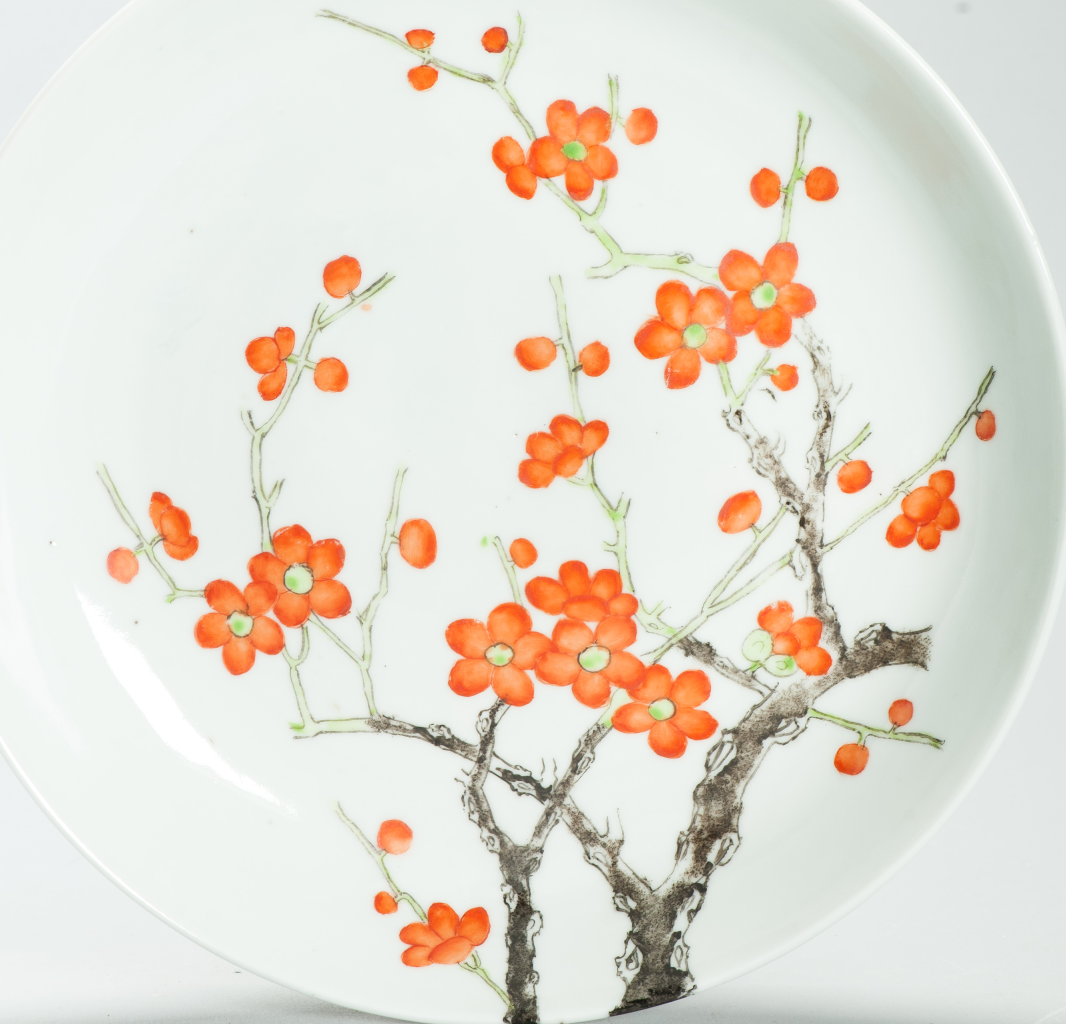 Perfect 24CM Antique Chinese Porcelain 19/20th Century Prunus Dish Qianlong Mark - Image 12