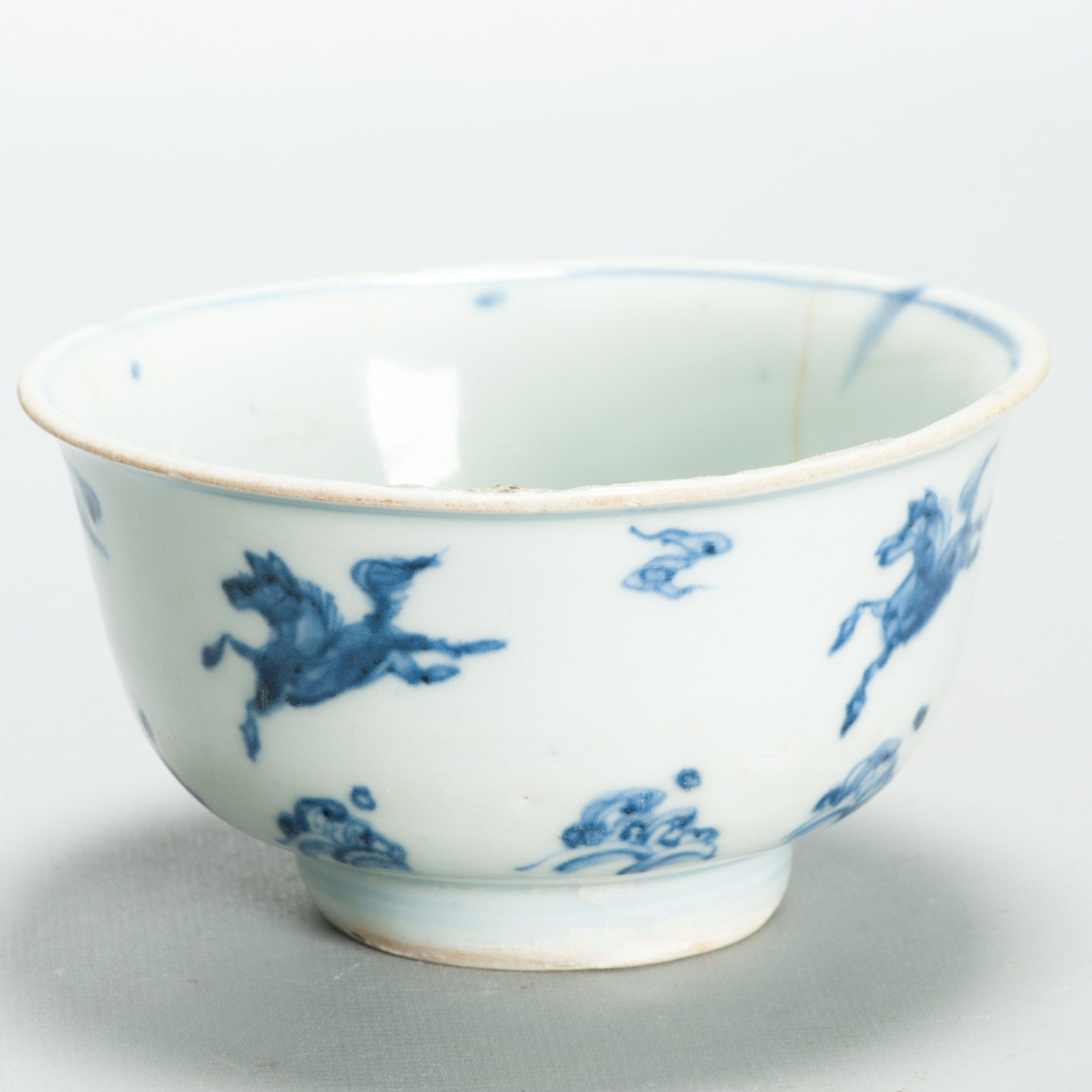 Chinese Ming Blue White Bowl 15th 16th Century Zhengde Hongzhi Horses Antique - Image 20