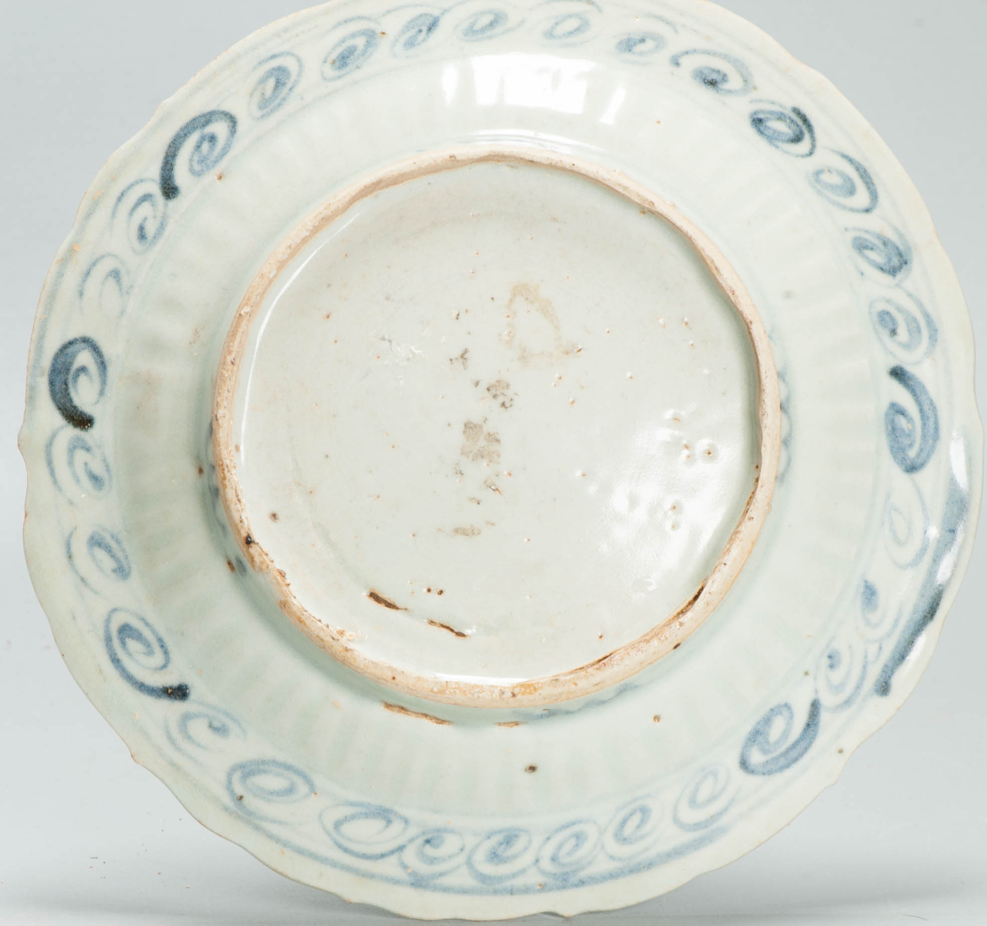 Antique Marked Ming Early Footed Plate 16th c Chinese Foo Lion Porcelain - Image 4