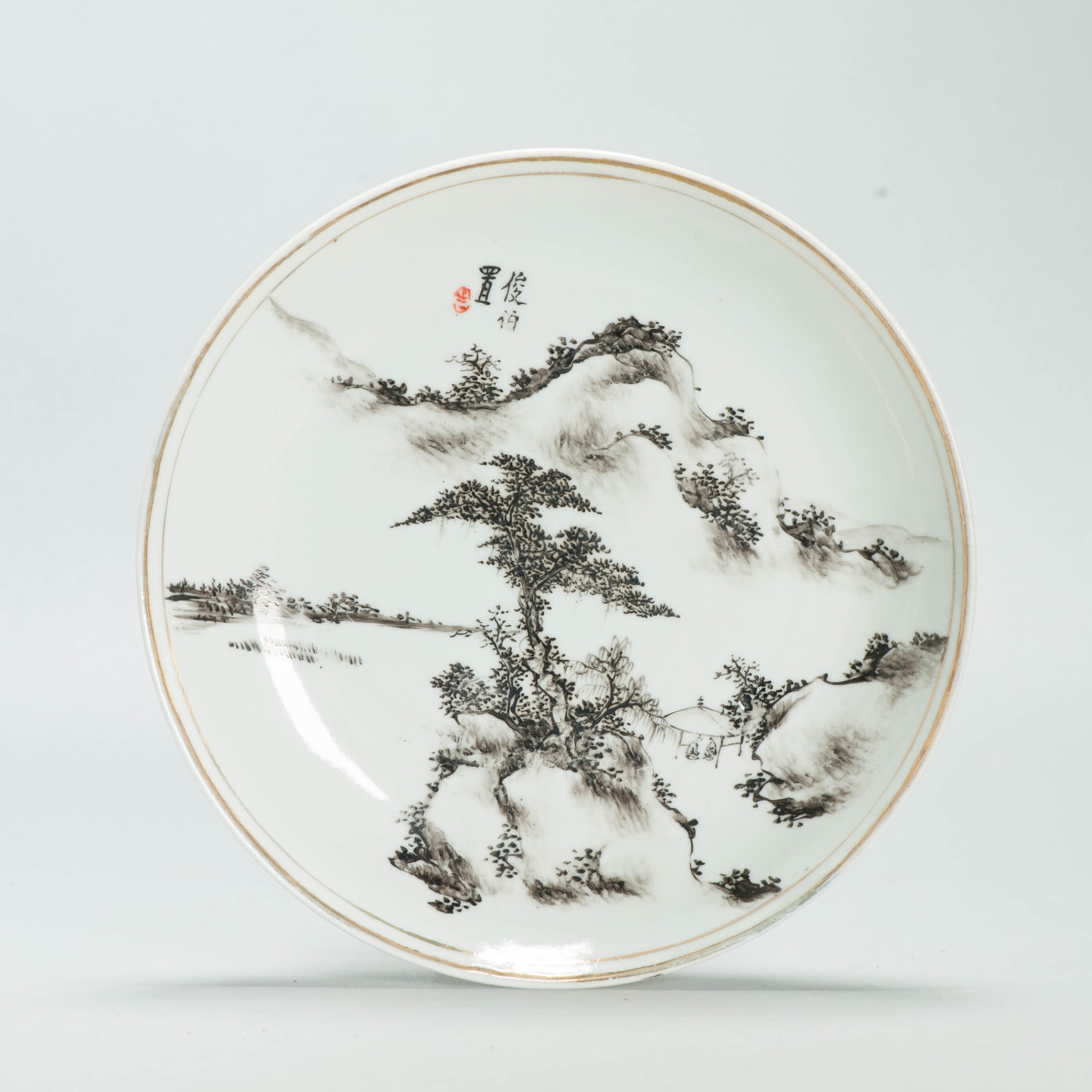 Antique Ca 1900-1930 Republic period Chinese Porcelain plate Qianjiang Cheng Ji Ru - Image 5