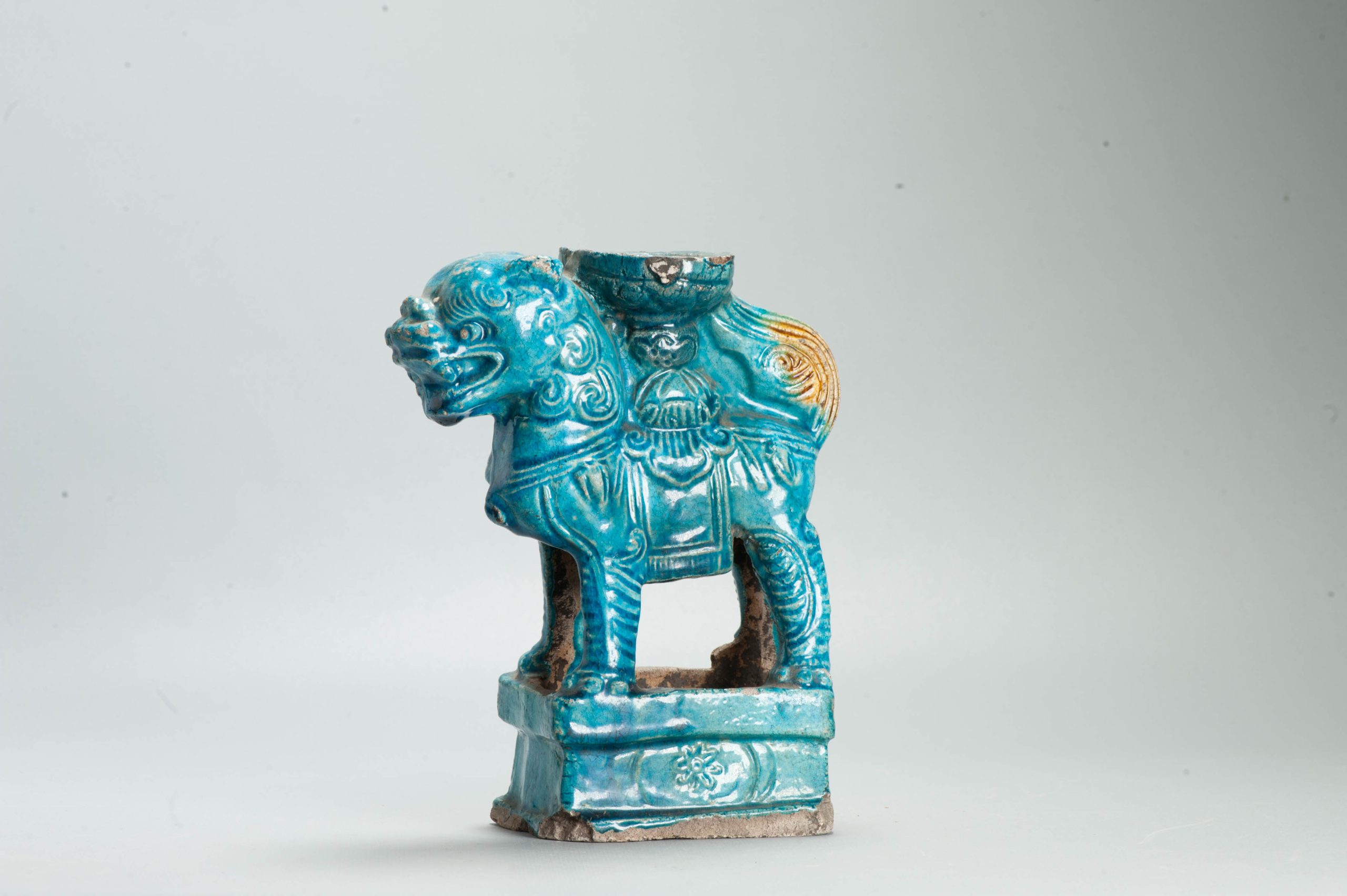 Antique Ming or Qing Earthenware Roof tile Ornament of a Dog China - Image 6