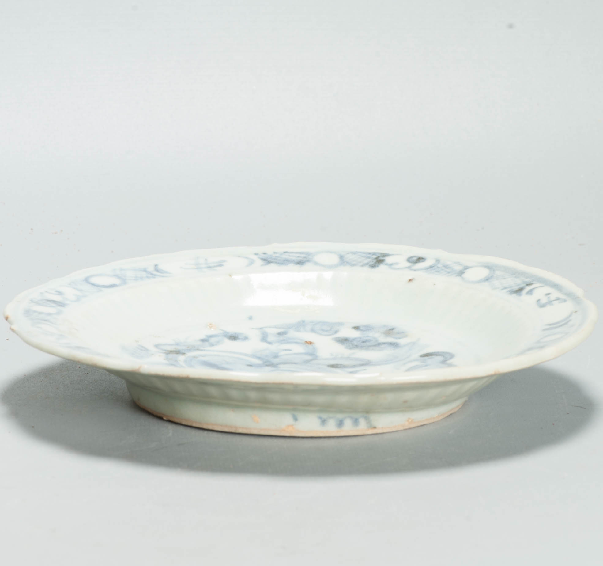 Antique Marked Ming Early Footed Plate 16th c Chinese Foo Lion Porcelain - Image 2