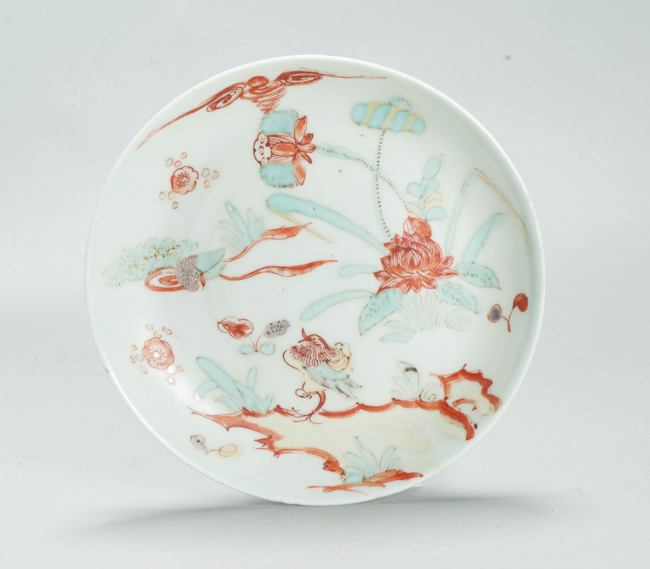 Very Rare Antique Chinese 17C Tianqi Turqoise and Yellow Dish of Porcelain