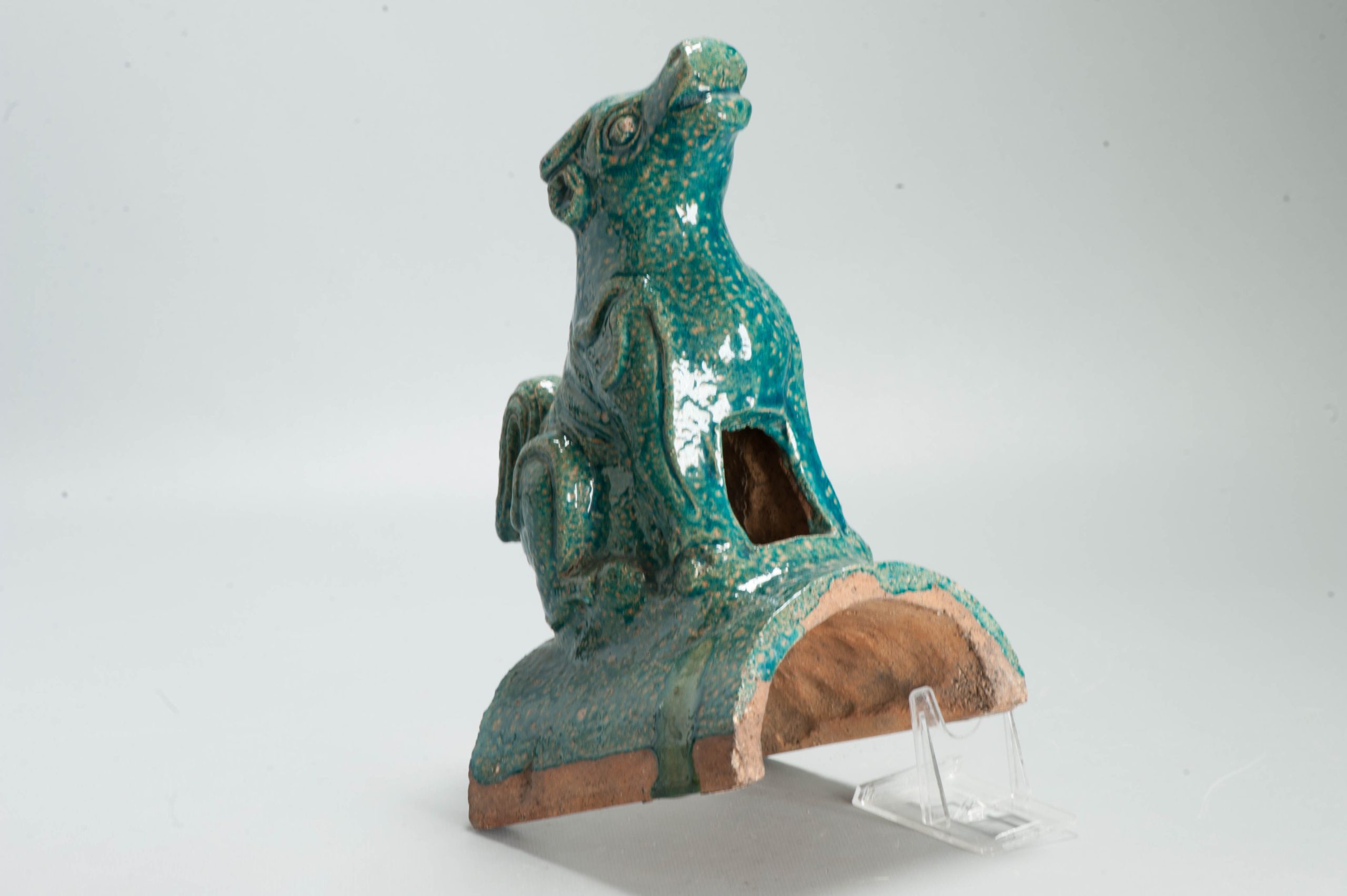 Antique Ming or Qing Earthenware Roof tile Ornament of a Dog China - Image 9