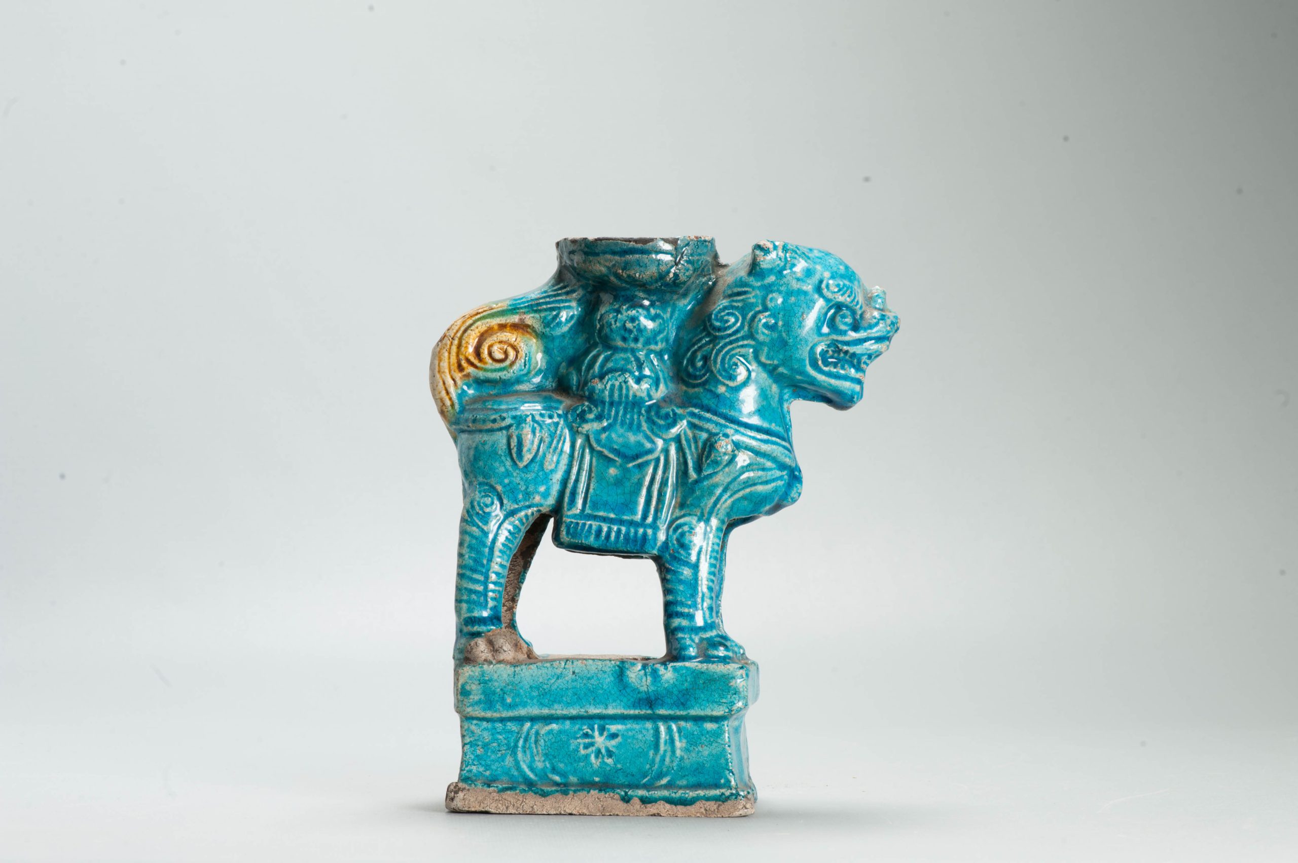 Antique Ming or Qing Earthenware Roof tile Ornament of a Dog China - Image 11