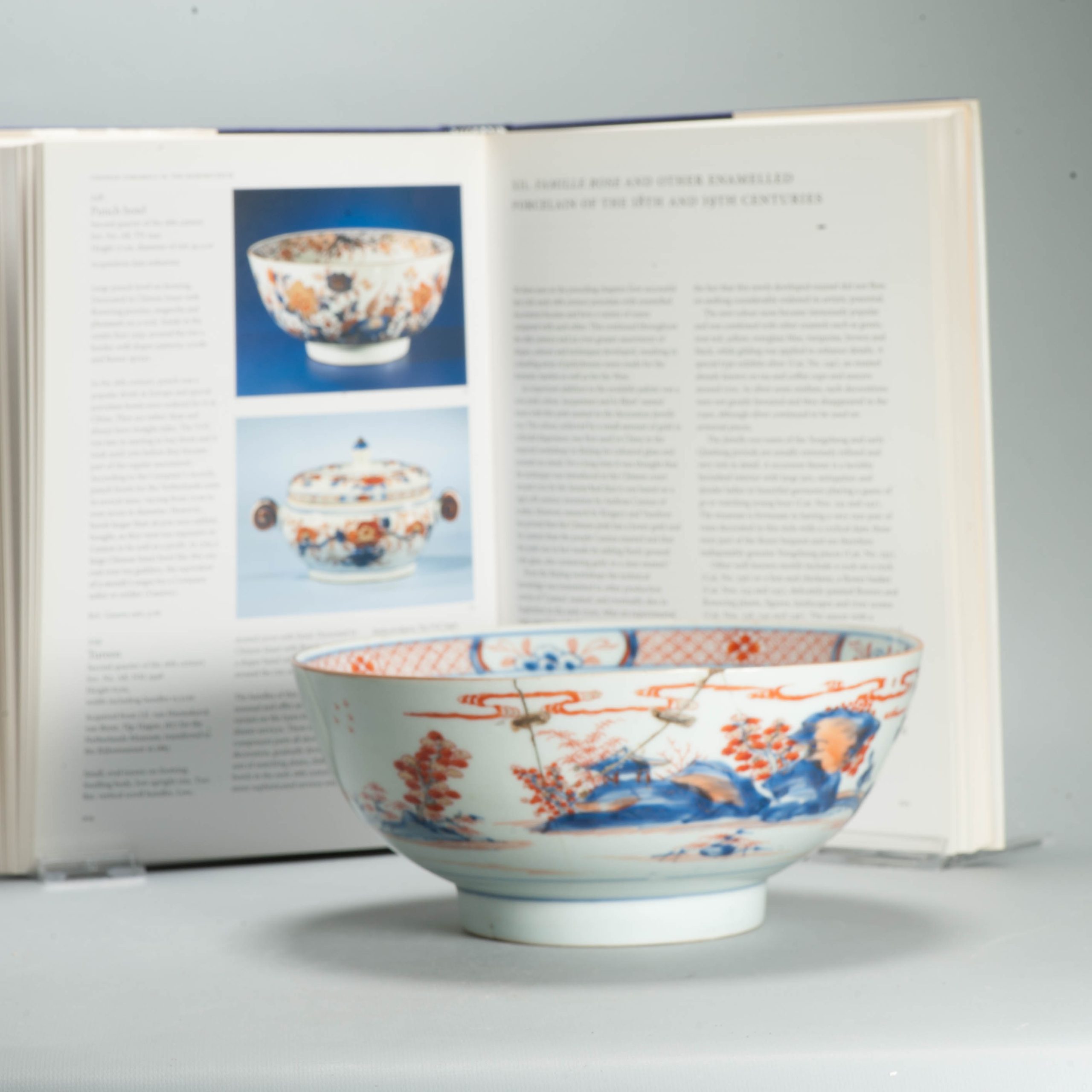 Antique 1700-20 Kangxi Qing Chinese Porcelain Bowl Landscape Imari - Image 21