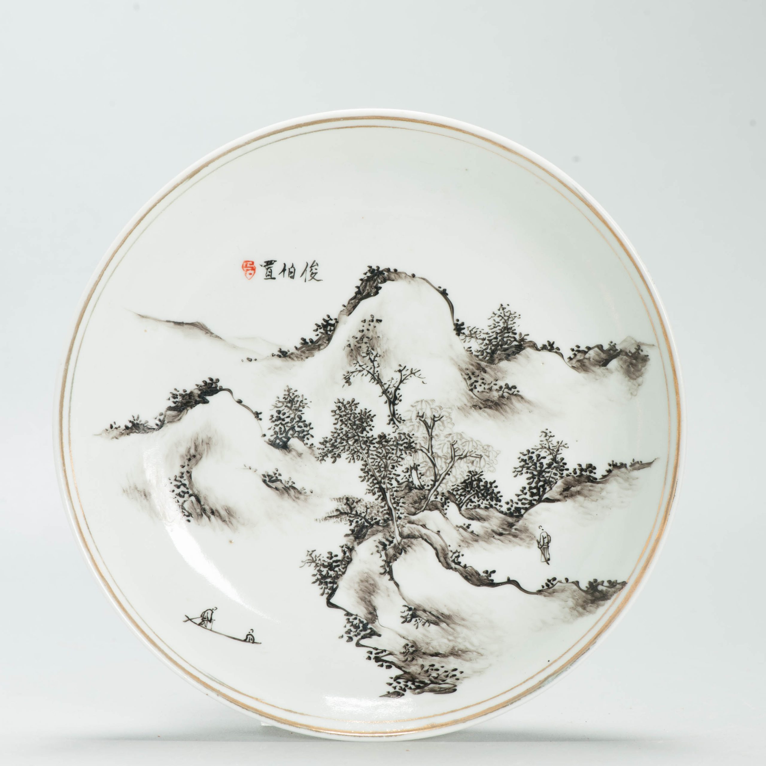Antique Ca 1900-1930 Republic period Chinese Porcelain plate Qianjiang Cheng Ji Ru