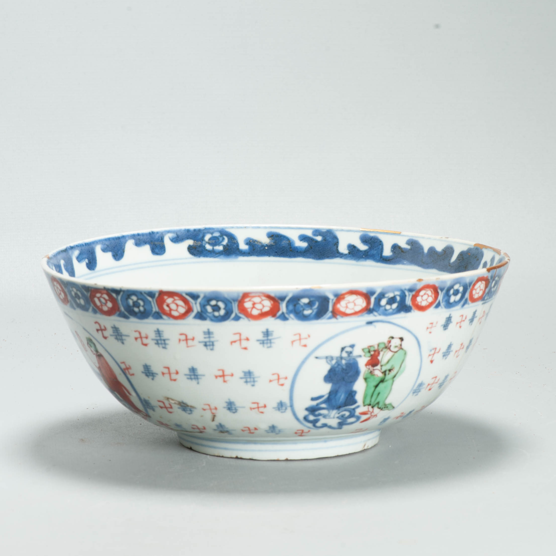 Large and Very Rare Antique Chinese 17C Wanli - Tianqi Ko Akae Bowl Porcelain