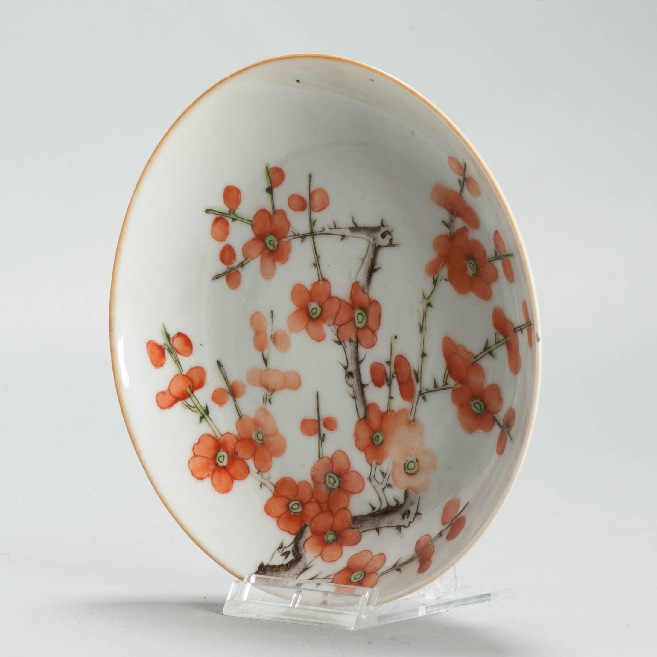 Perfect 13.5CM Antique Chinese Porcelain Qianlong Marked 19th C Prunus Dish - Image 9