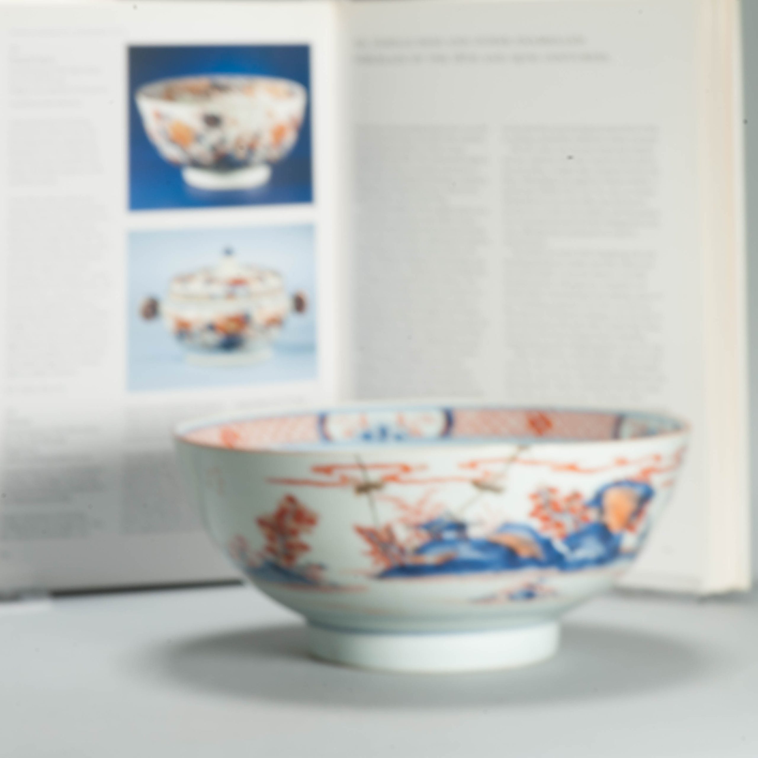 Antique 1700-20 Kangxi Qing Chinese Porcelain Bowl Landscape Imari - Image 24