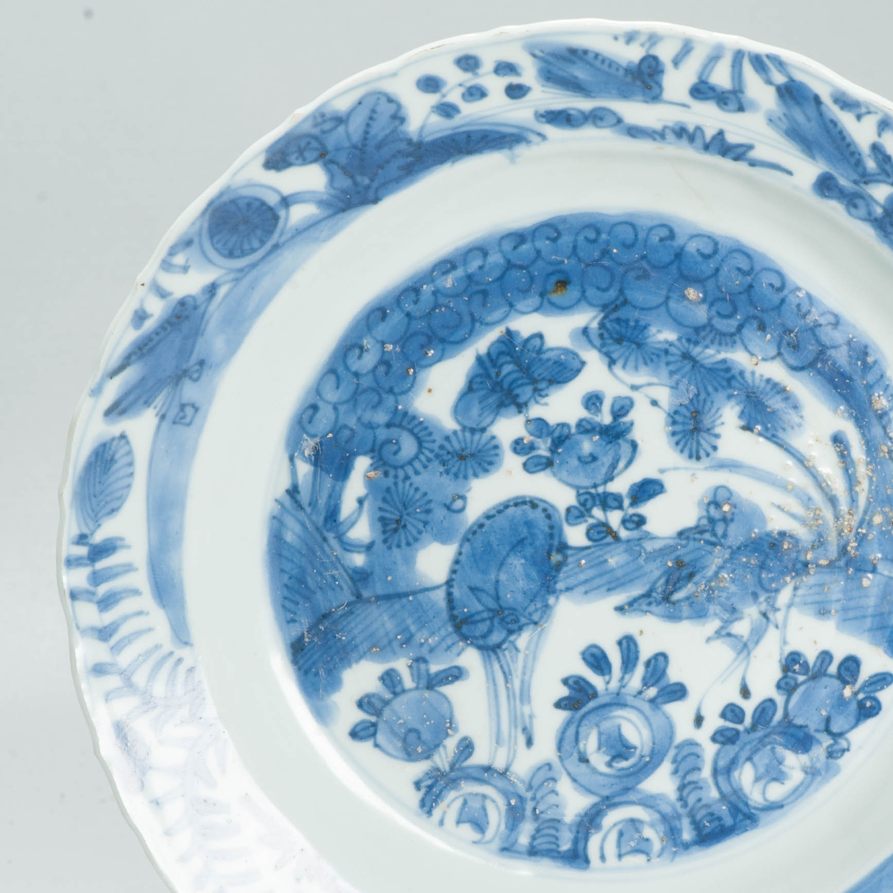 Antique Chinese Porcelain Ca 1600 Wanli Period plate Landscape Deer Ducks - Image 7