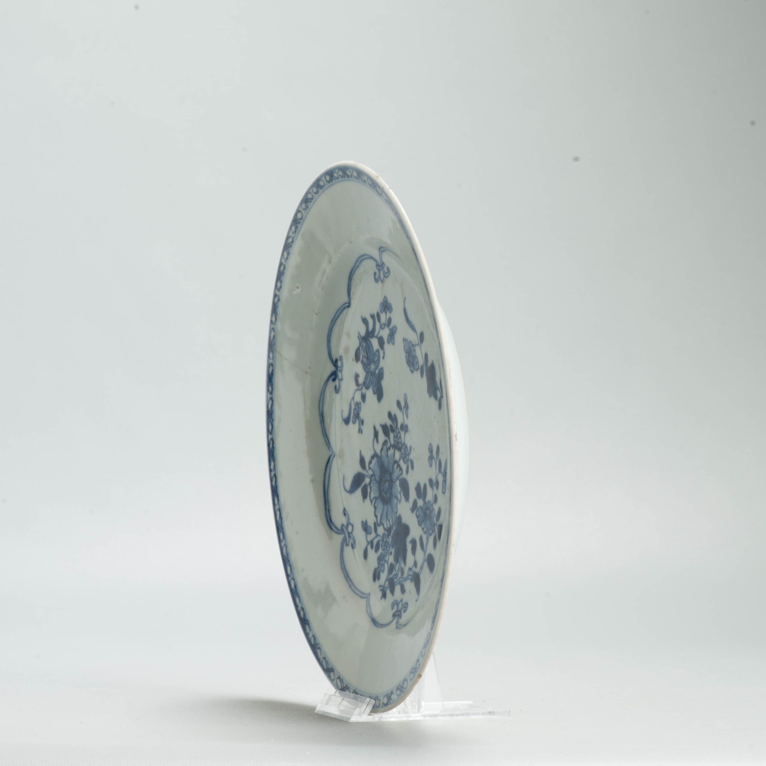 Antique Chinese Porcelain 18th c Qing Period Plate Dish Flowers China - Image 12