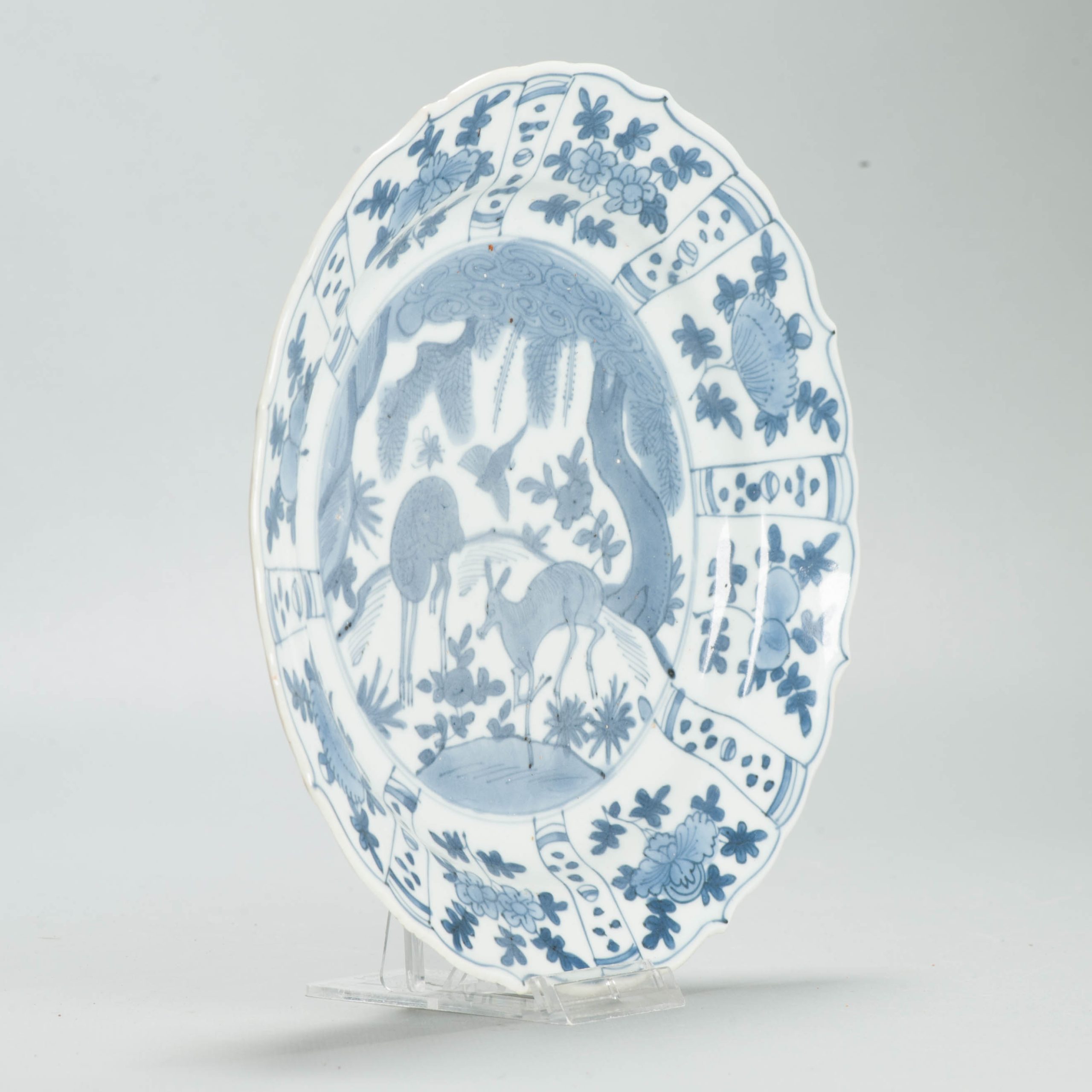 Antique Chinese Porcelain Ca 1600 Wanli Period plate Landscape Deer Ducks - Image 11