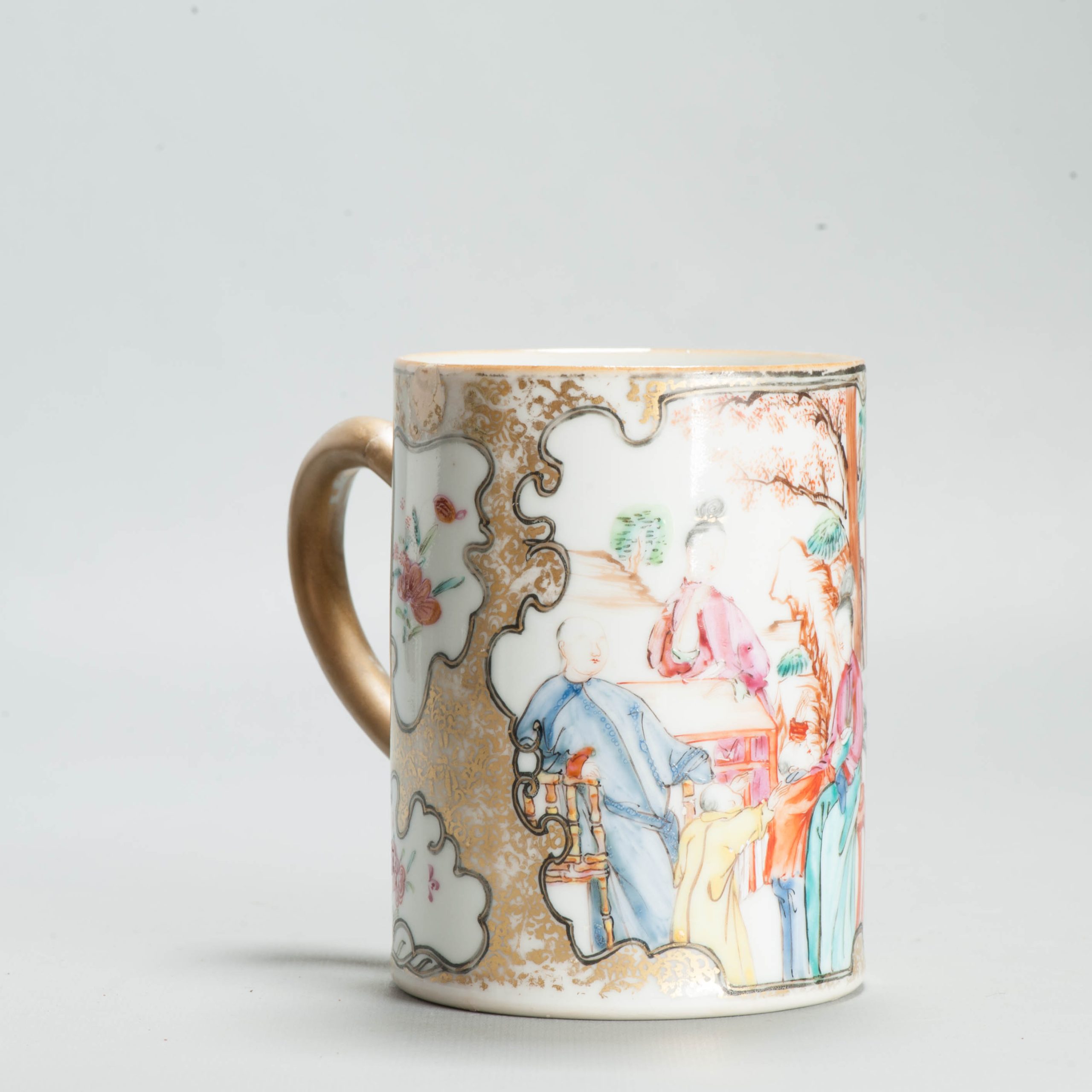 Antique 1740-1760 Chinese Porcelain Coffee Mug China Figural Rose Qianlong Period - Image 4