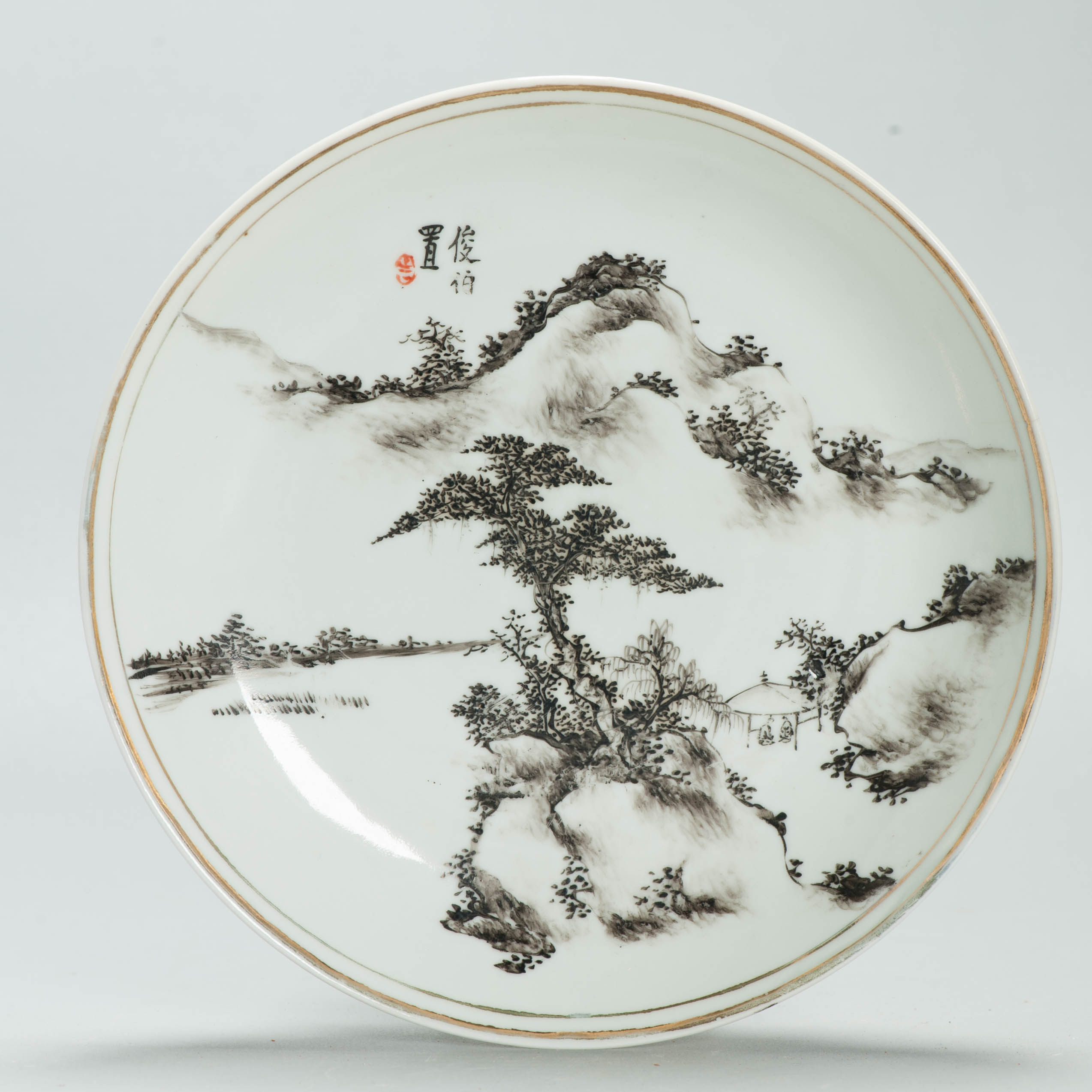 Antique Ca 1900-1930 Republic period Chinese Porcelain plate Qianjiang Cheng Ji Ru