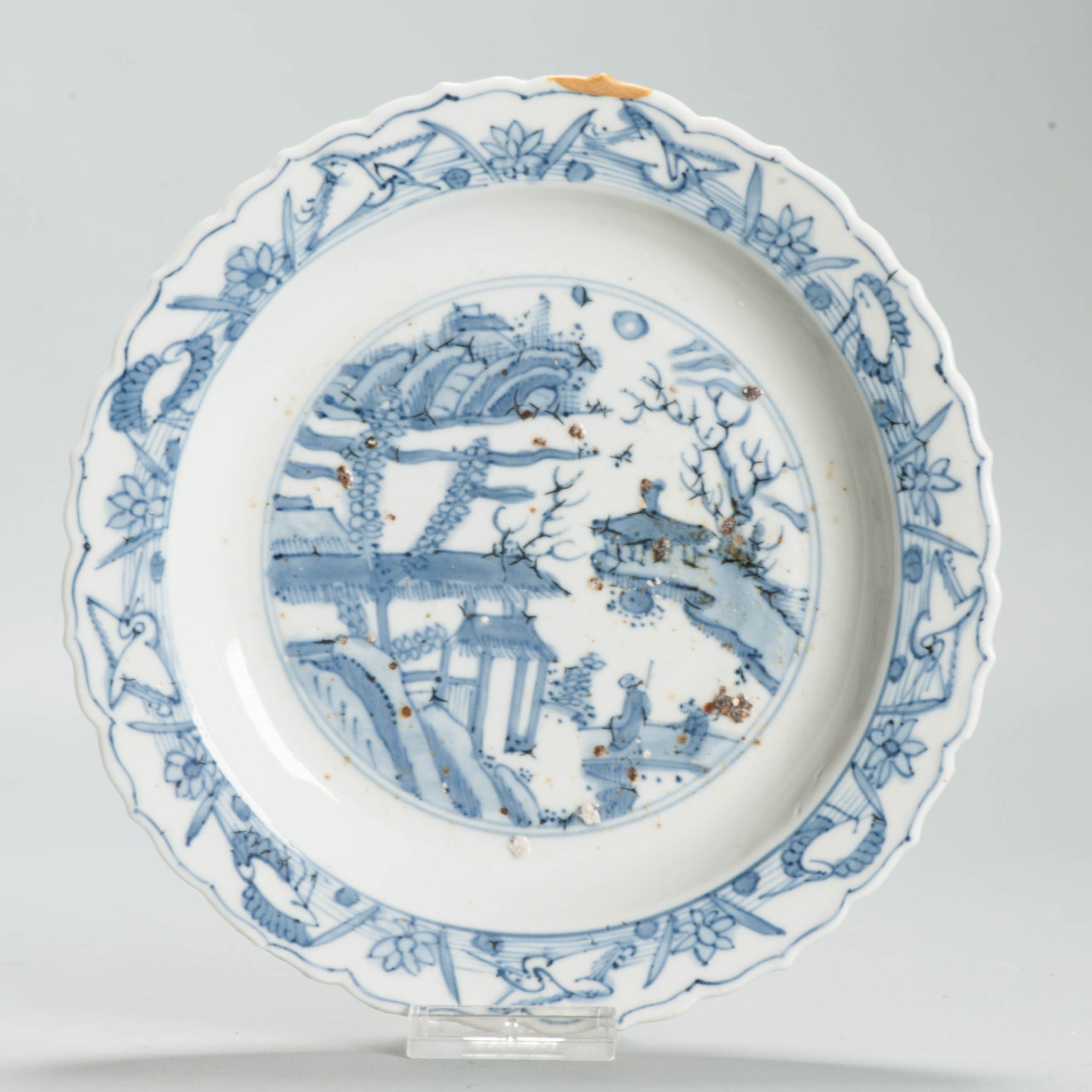 Antique Chinese Porcelain Ming 1540-1580 Jiajing Wanli Landscape Plate China