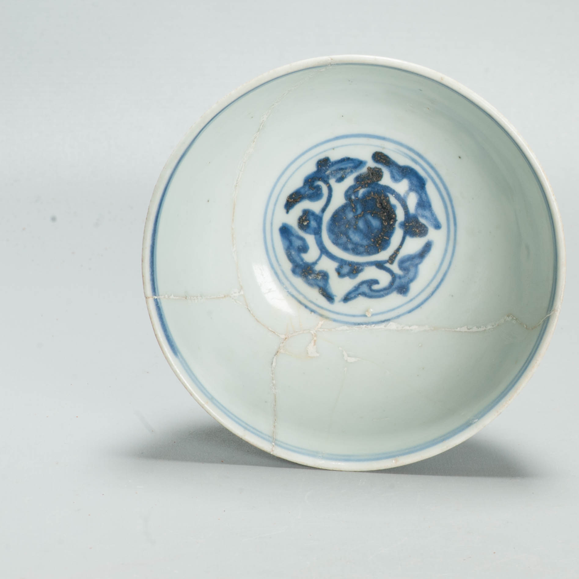Antique Ming Chinese 16C Jiajing Period Blue White Bowl Flowers Phoenix Marked - Image 4