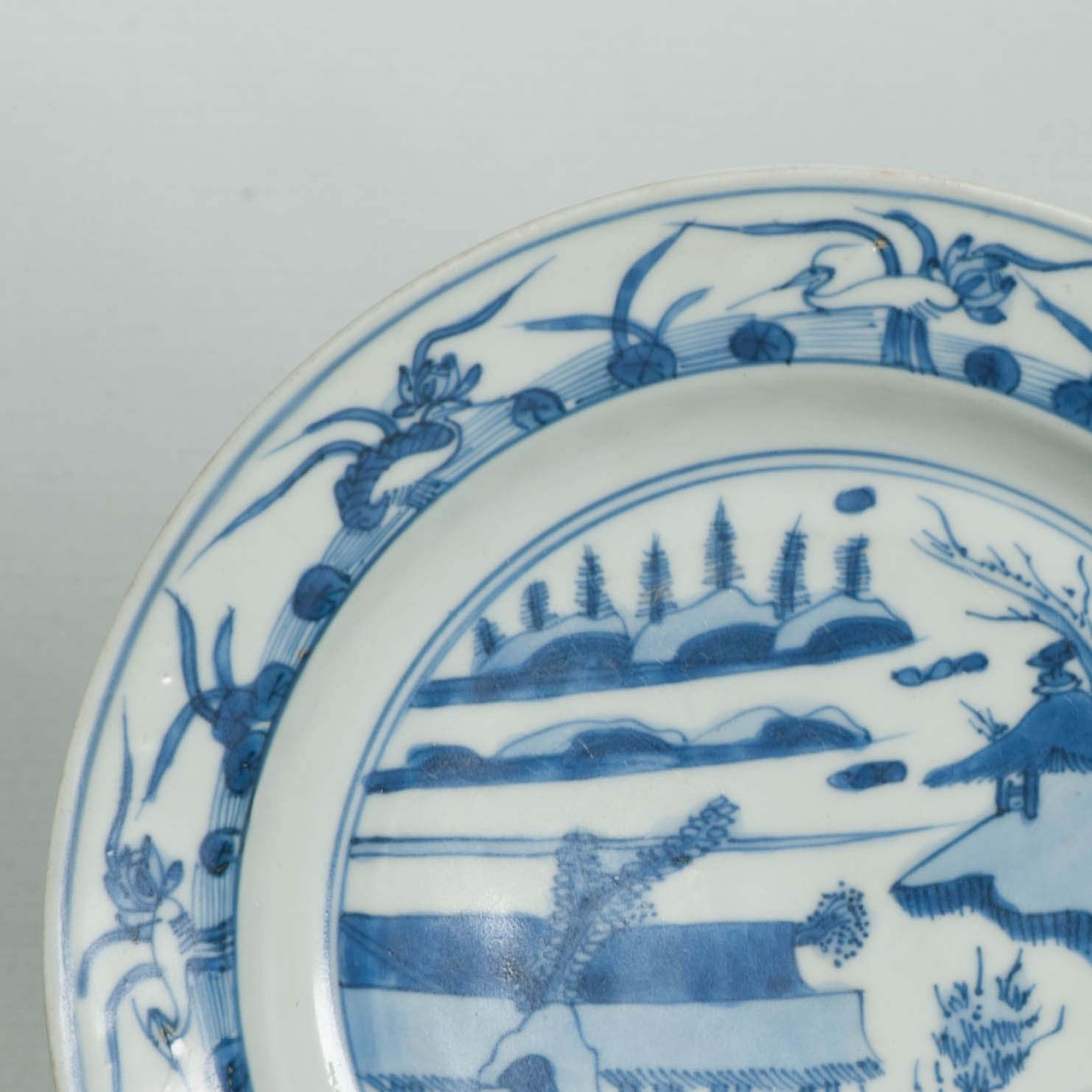 Antique Chinese Porcelain 16th century Wanli - Jiajing Period plate with landscape Ming - Image 11