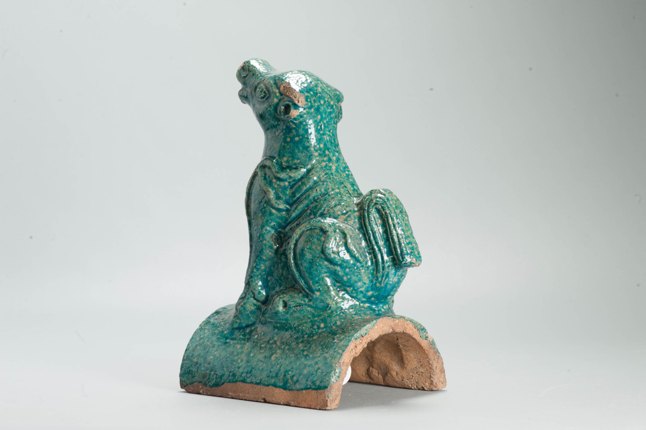 Antique Ming or Qing Earthenware Roof tile Ornament of a Dog China - Image 7