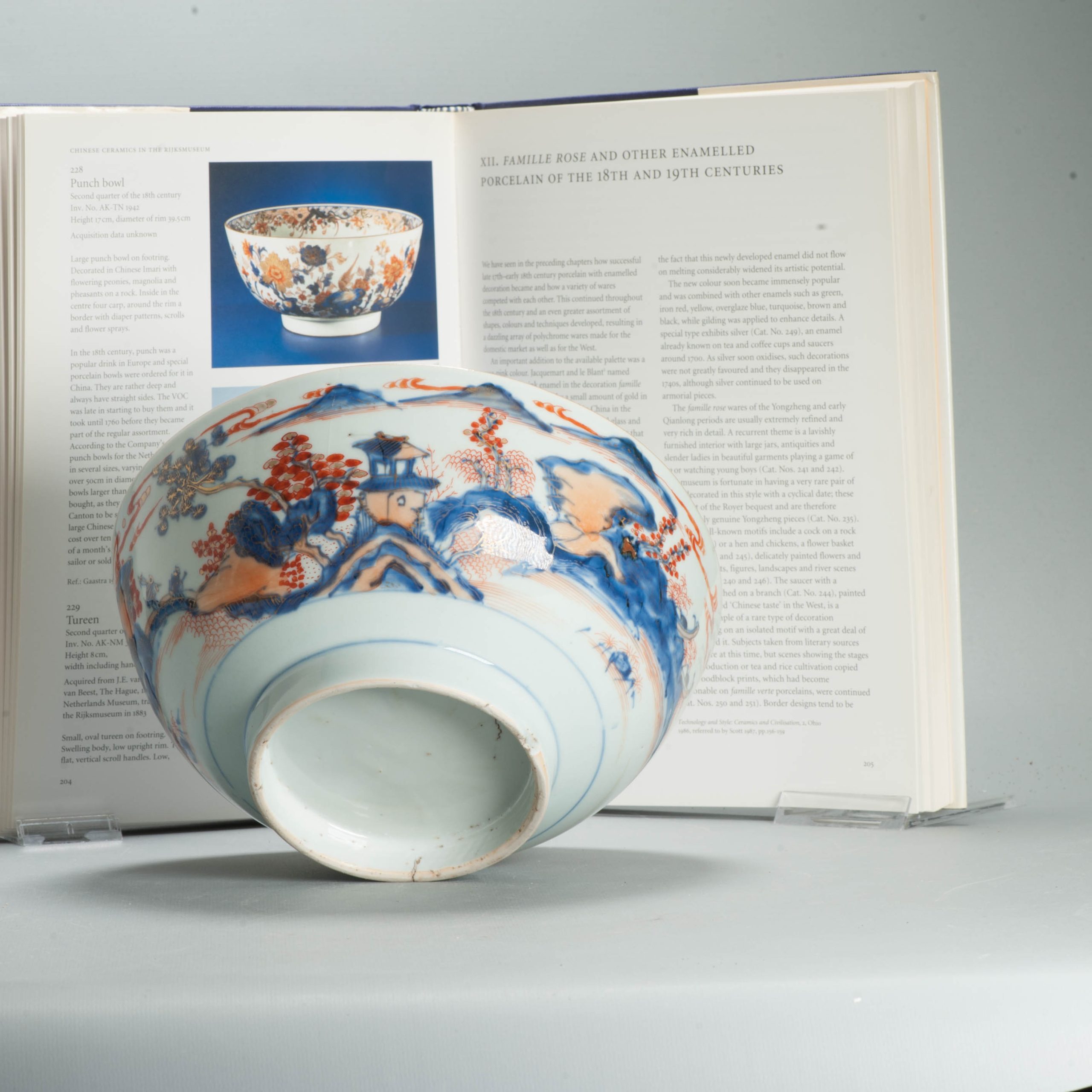 Antique 1700-20 Kangxi Qing Chinese Porcelain Bowl Landscape Imari - Image 10