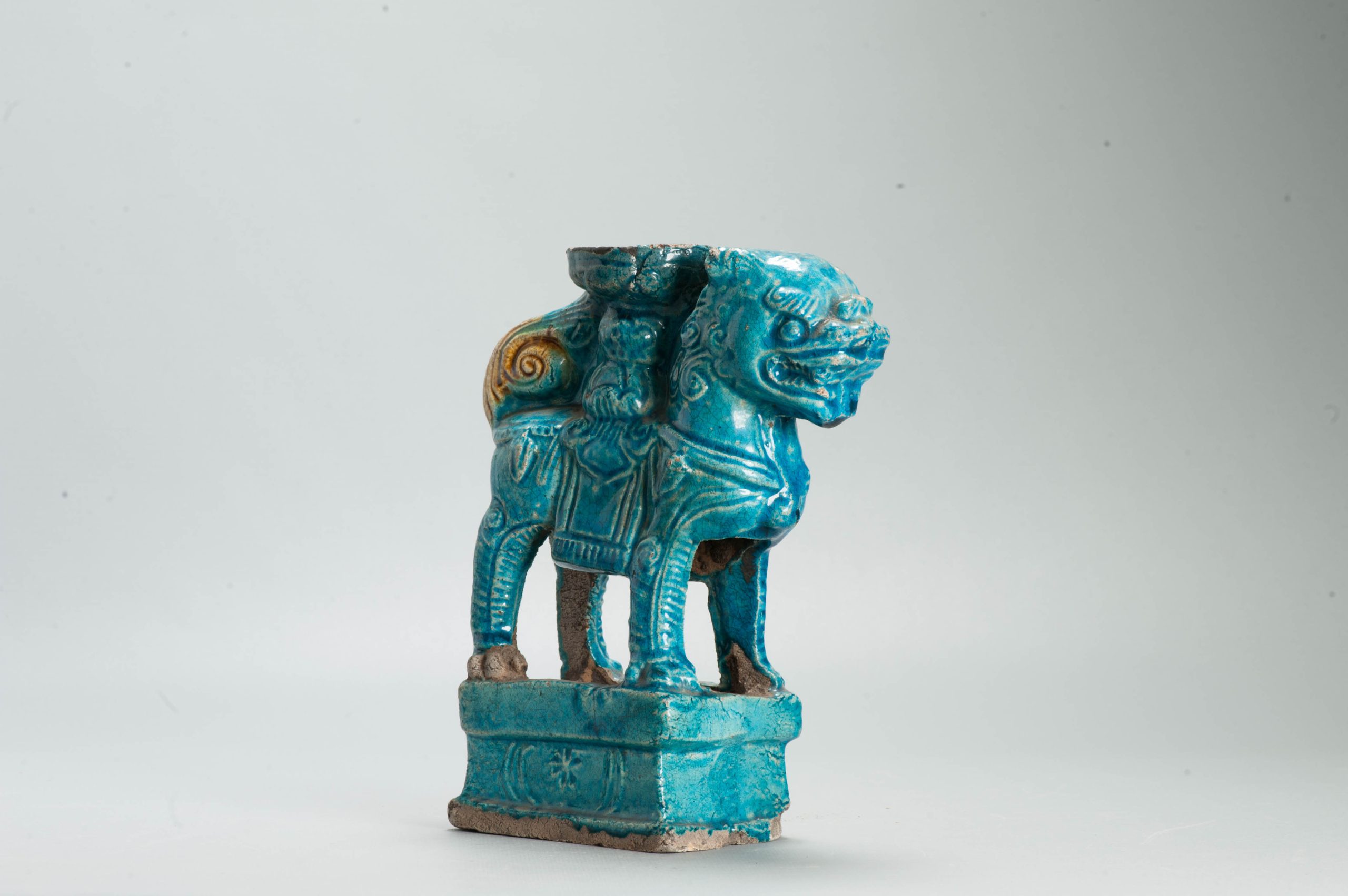 Antique Ming or Qing Earthenware Roof tile Ornament of a Dog China - Image 10
