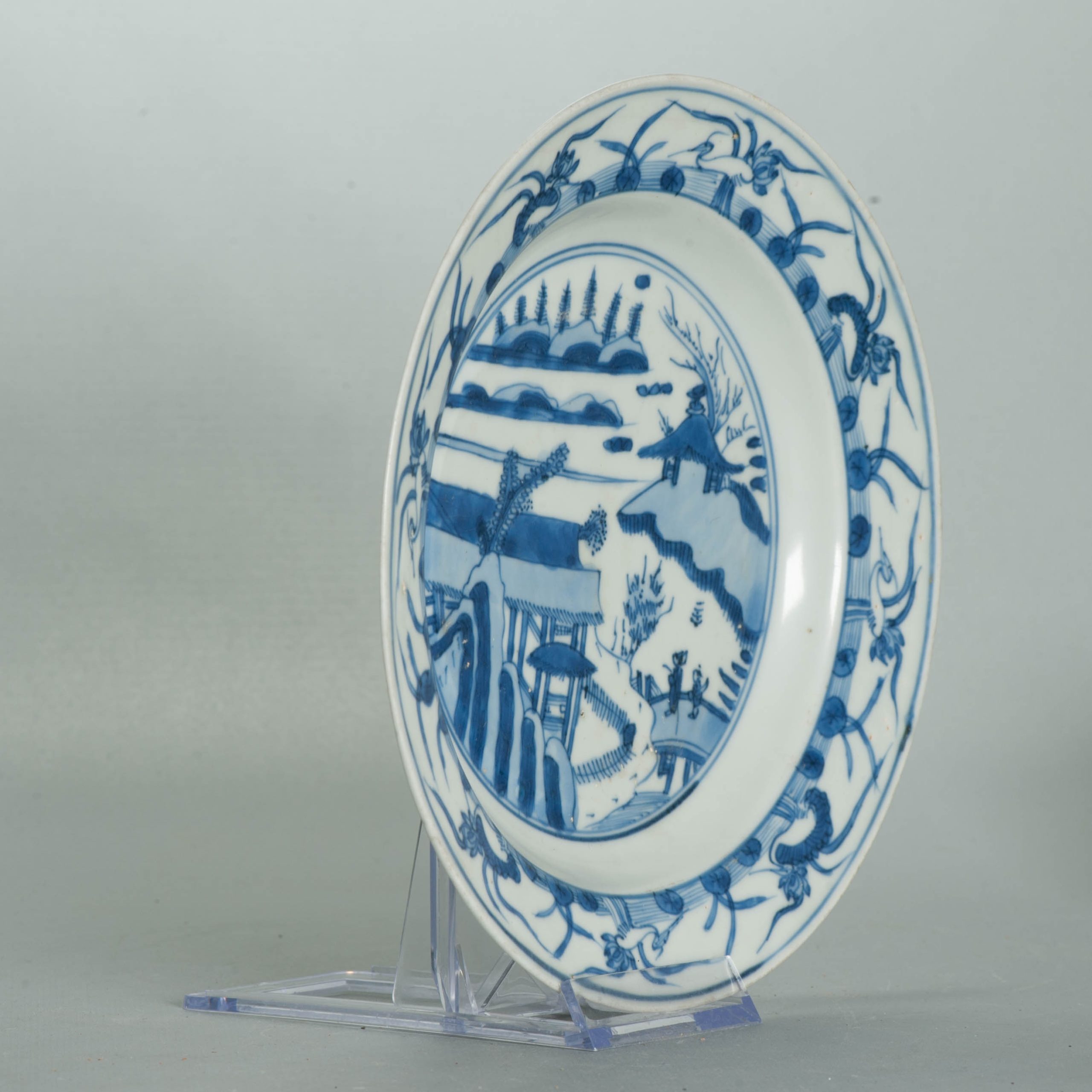 Antique Chinese Porcelain 16th century Wanli - Jiajing Period plate with landscape Ming - Image 17