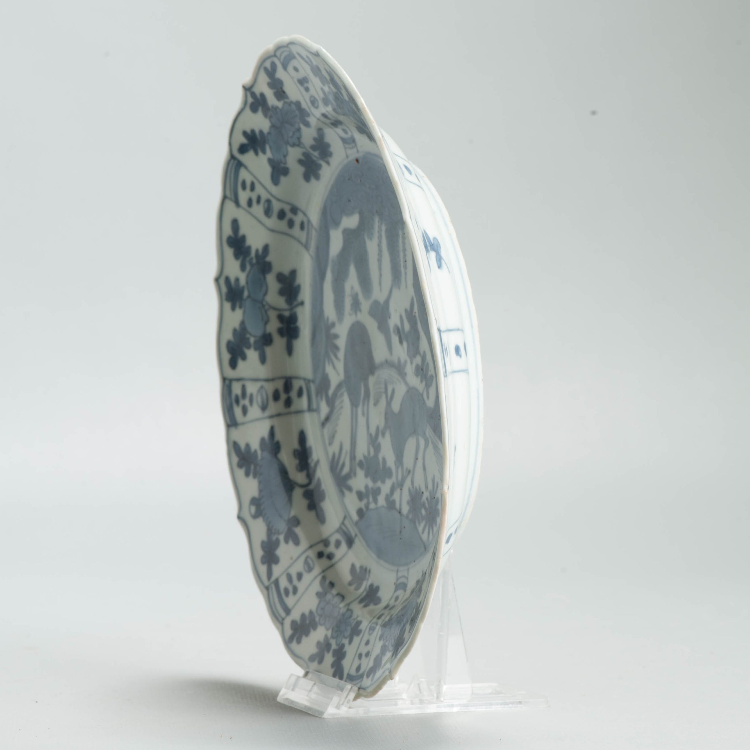 Antique Chinese Porcelain Ca 1600 Wanli Period plate Landscape Deer Ducks - Image 8