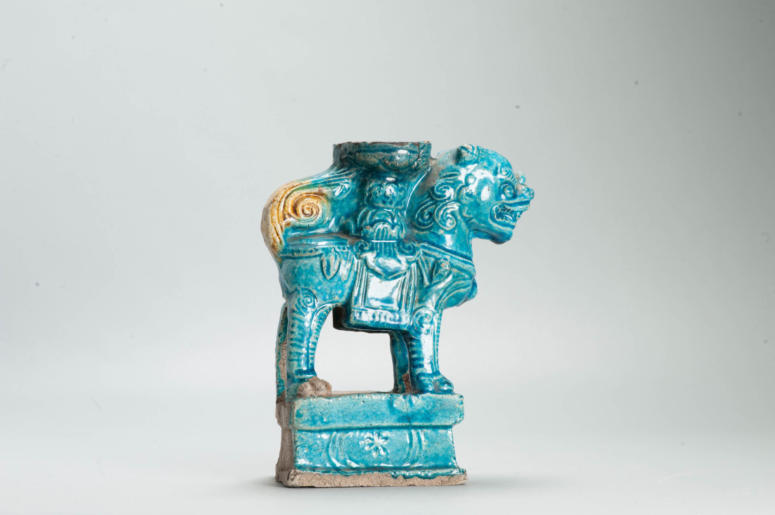 Antique Ming or Qing Earthenware Roof tile Ornament of a Dog China - Image 12