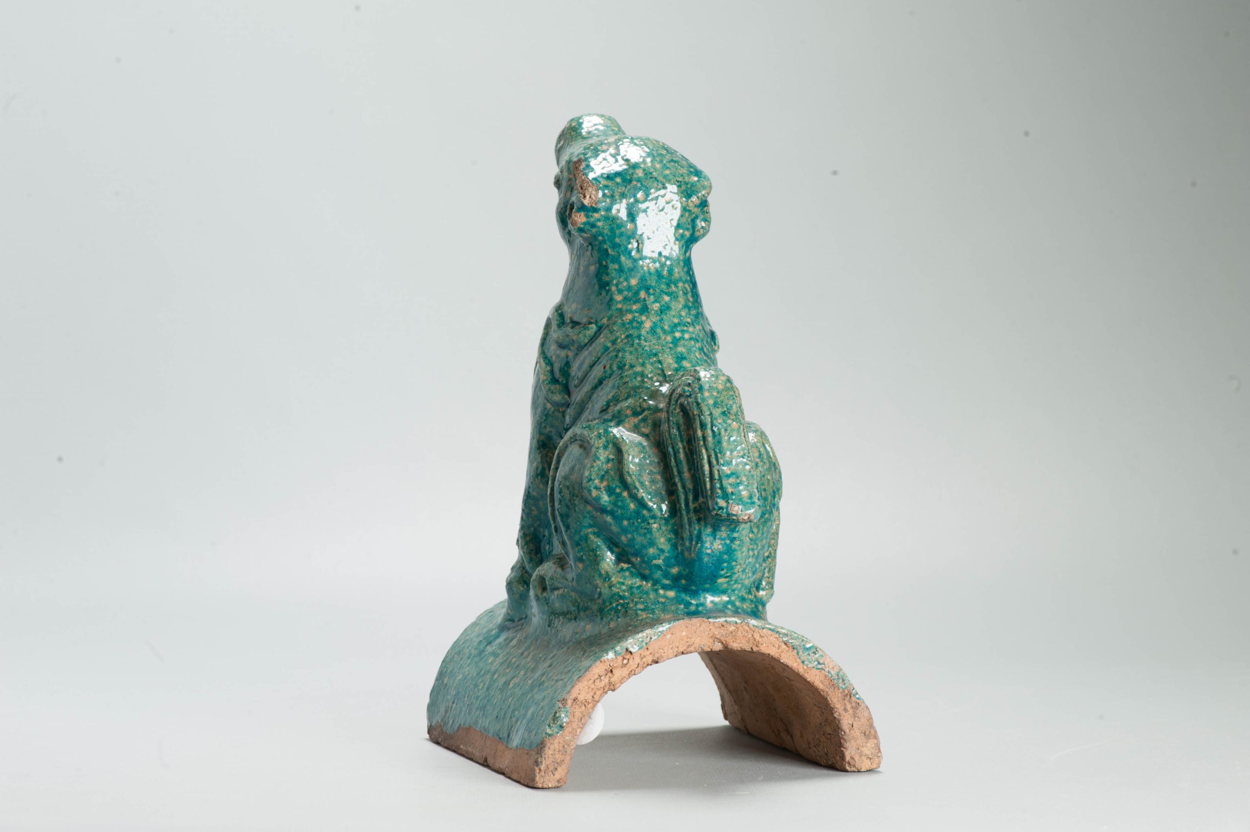 Antique Ming or Qing Earthenware Roof tile Ornament of a Dog China - Image 6