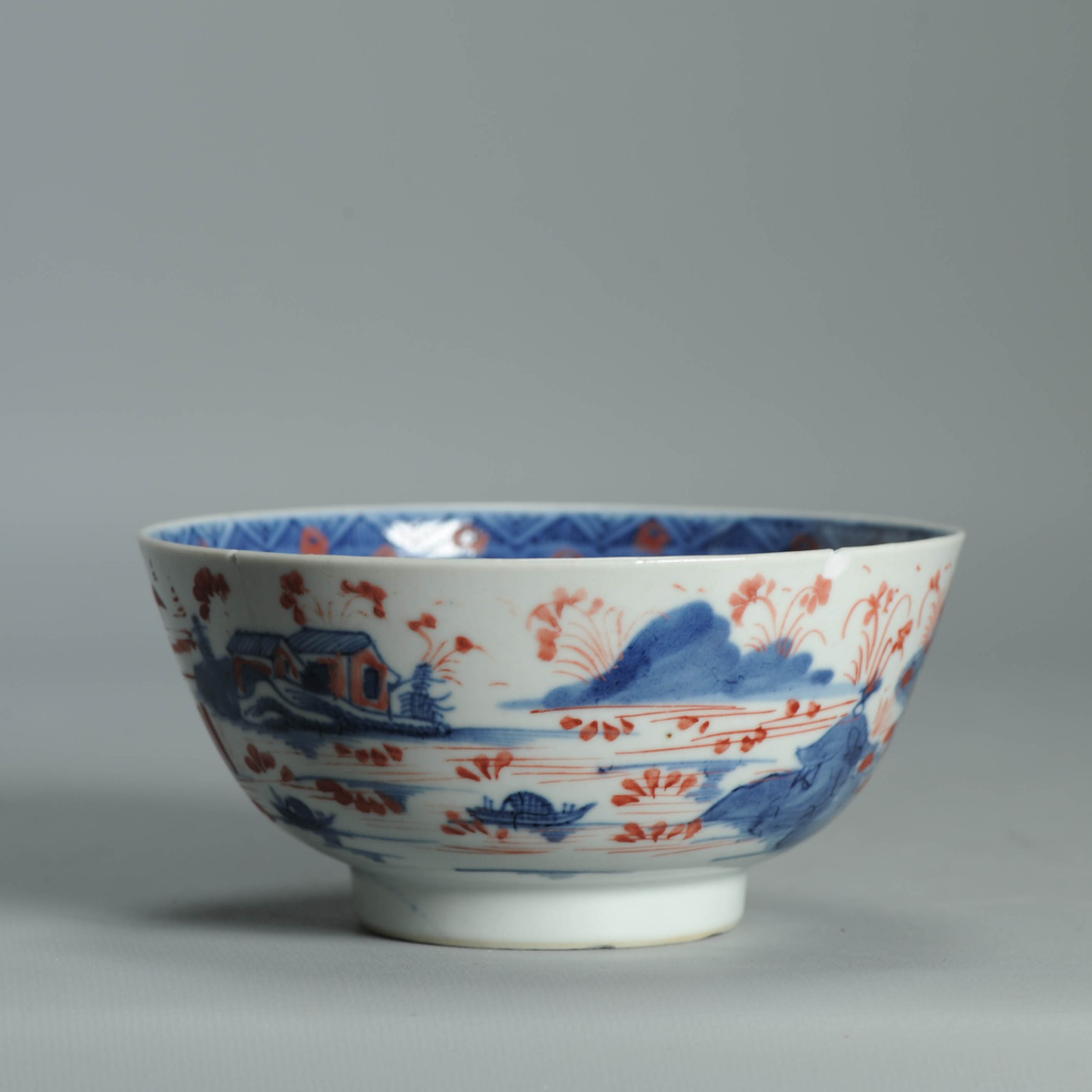 Antique 1720-30 Qing Chinese Porcelain Bowl European Amsterdam Bont Decoration - Image 2