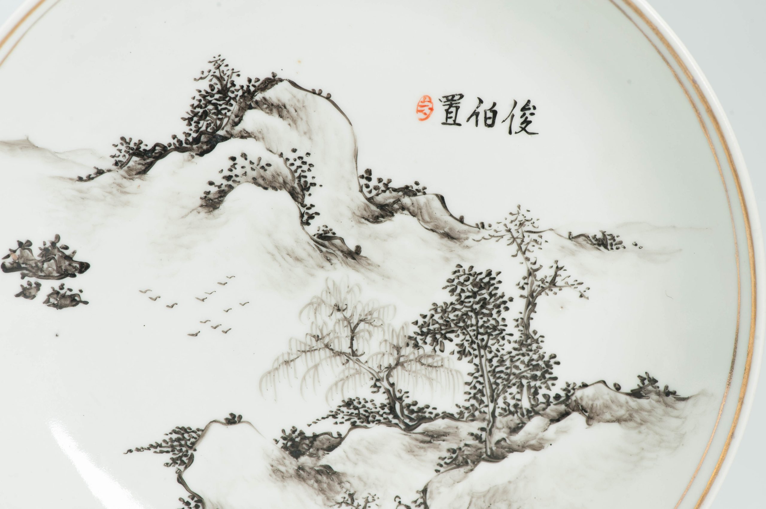 Antique Ca 1900-1930 Republic period Chinese Porcelain plate Qianjiang Cheng Ji Ru - Image 8