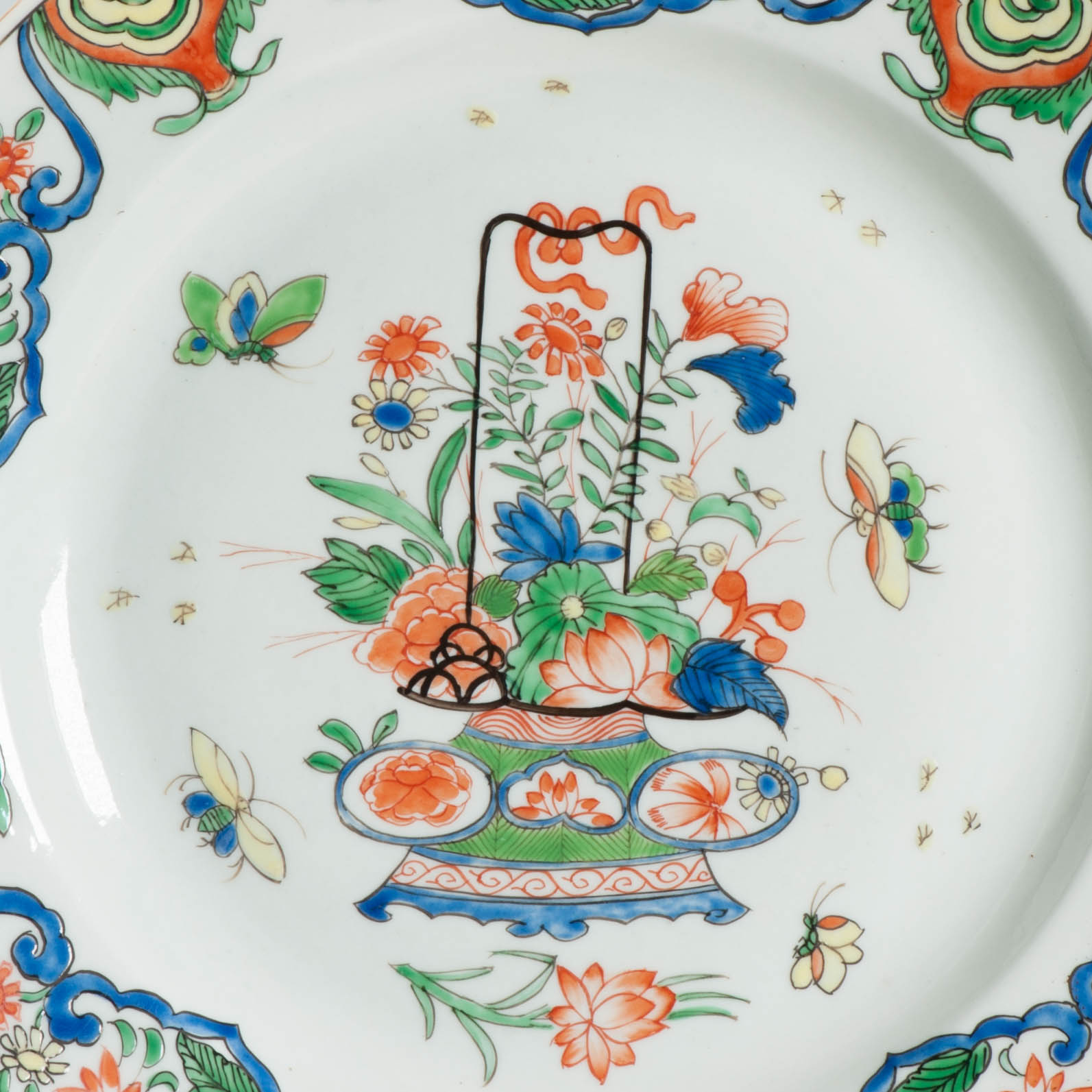 Antique 19C French Edme Samson Porcelain Famille Verte dish Flower Basket - Image 13