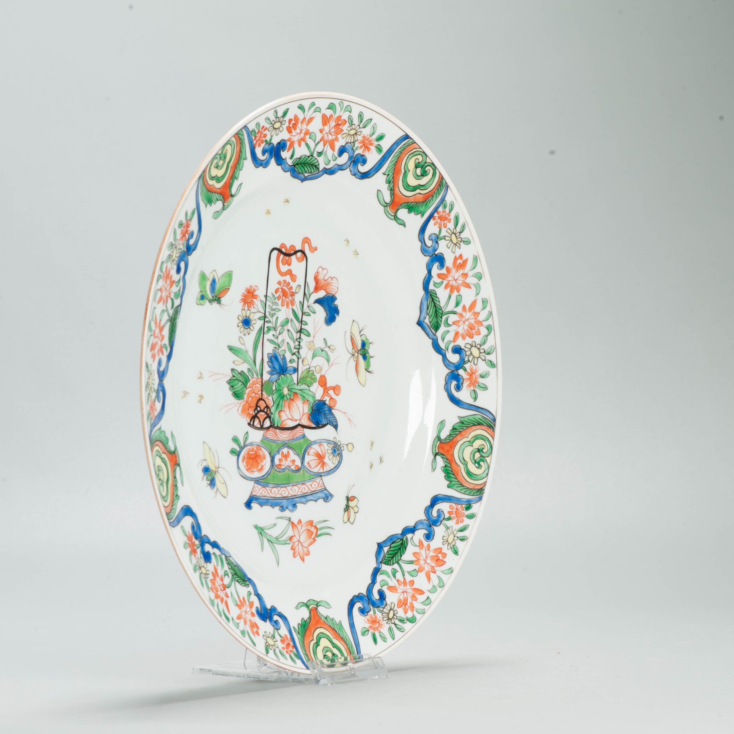 Antique 19C French Edme Samson Porcelain Famille Verte dish Flower Basket - Image 3