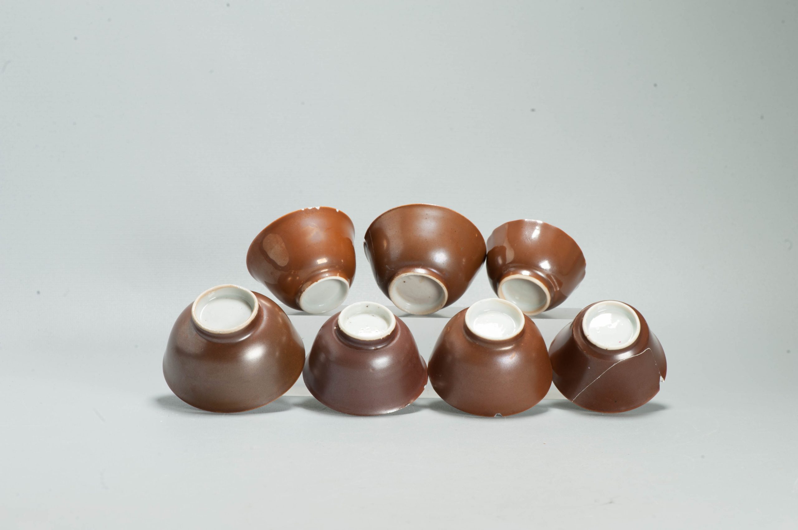 Collecters Lot of 7 Antique Chinese Porcelain Tea Bowls Batavian Flowers Bird - Image 2
