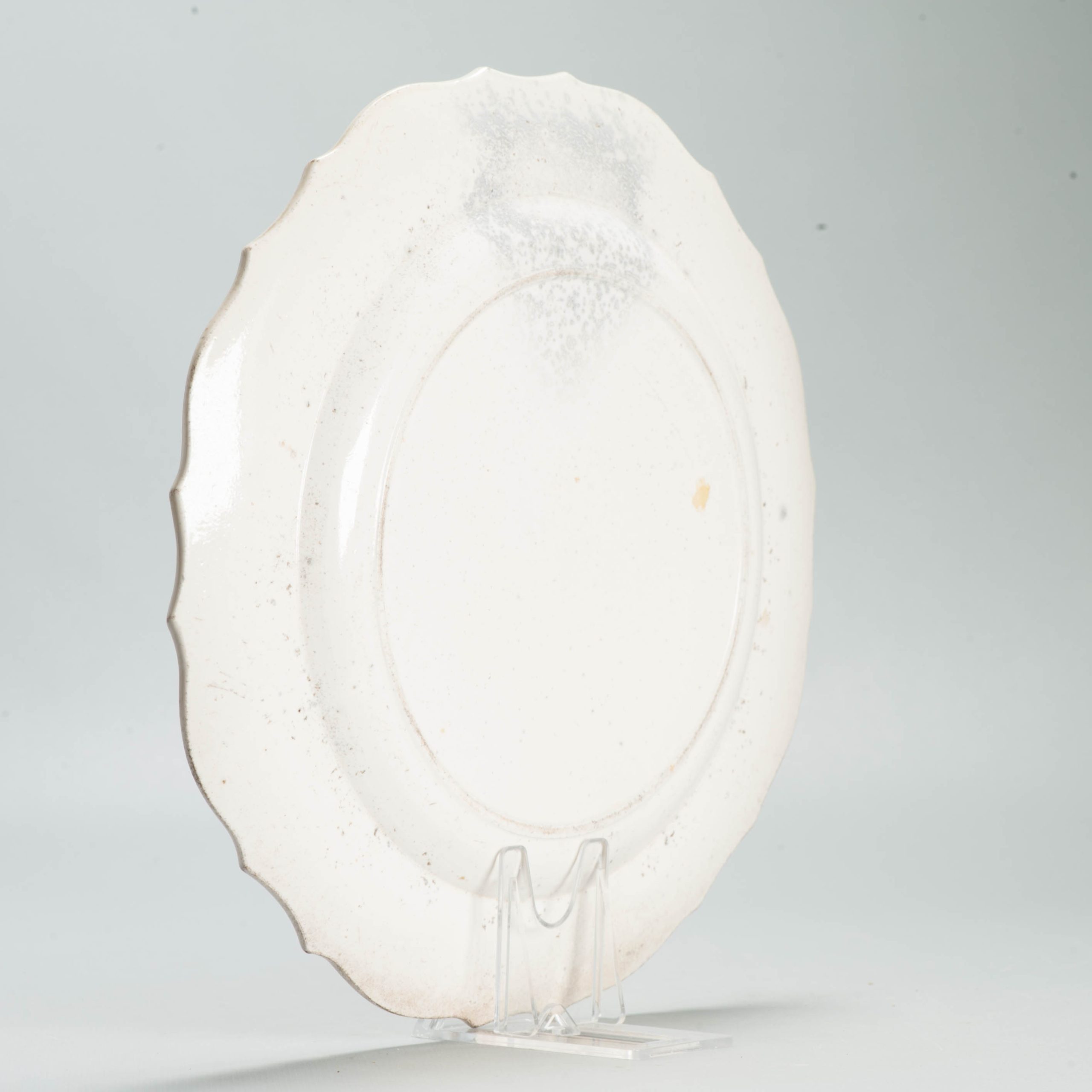 Antique 19/20C European Faiance dish Relief and Ocean view Castle Boat - Image 9